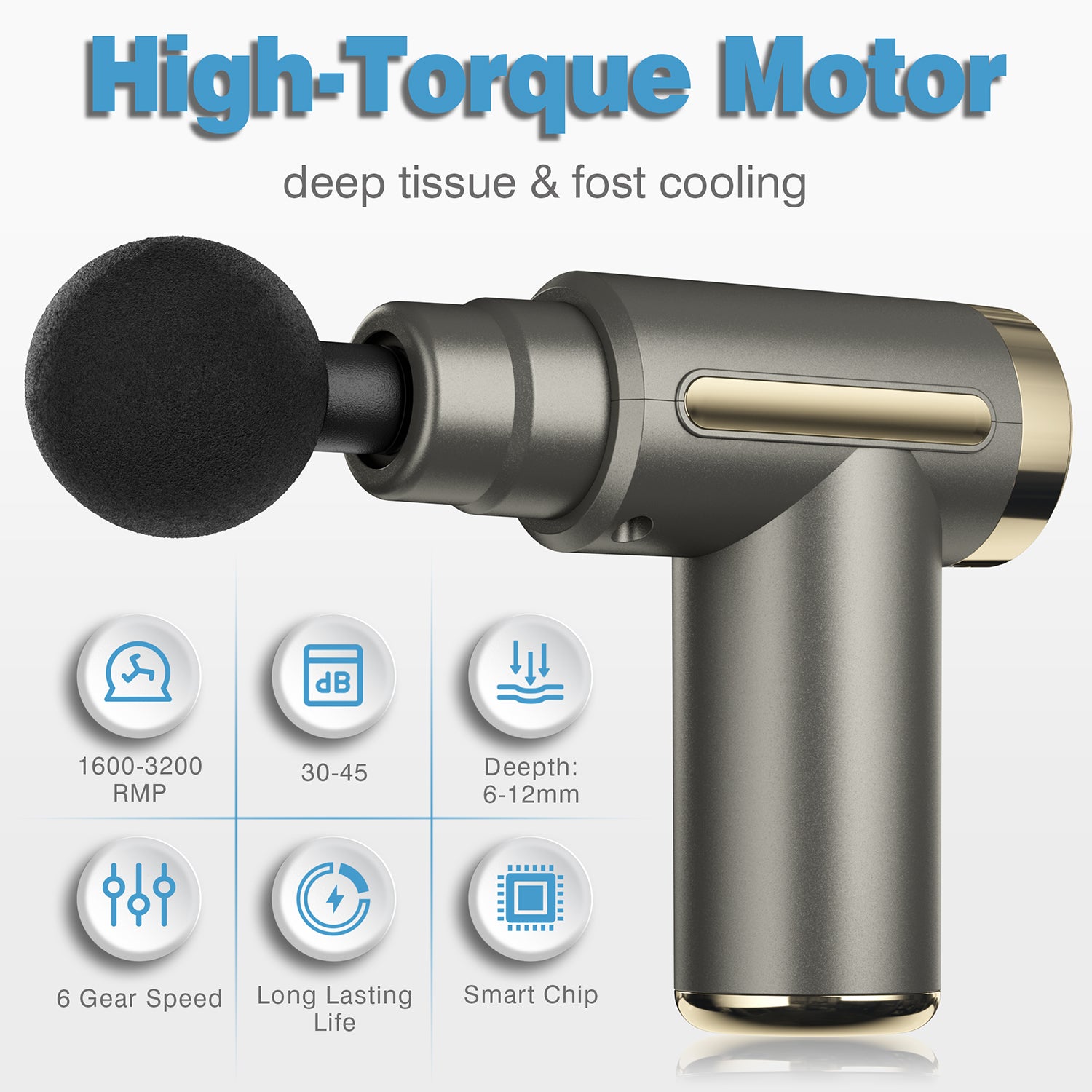 cotsoco Massage Gun Deep Tissue for Pain Relief with 4 Massage Heads & 6 Speeds, Electric Mini Handheld Body Massager for Any Pain Relief, Best Gifts for Dad and Mom(grey)