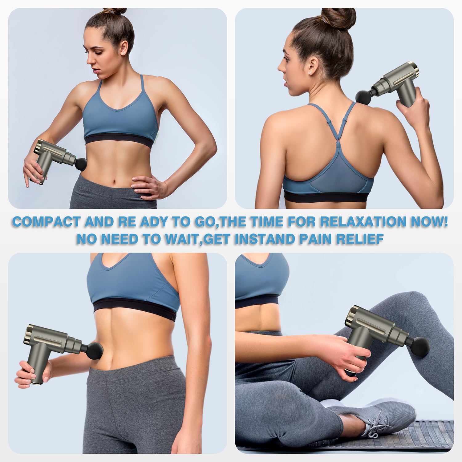 cotsoco Massage Gun Deep Tissue for Pain Relief with 4 Massage Heads & 6 Speeds, Electric Mini Handheld Body Massager for Any Pain Relief, Best Gifts for Dad and Mom(grey)
