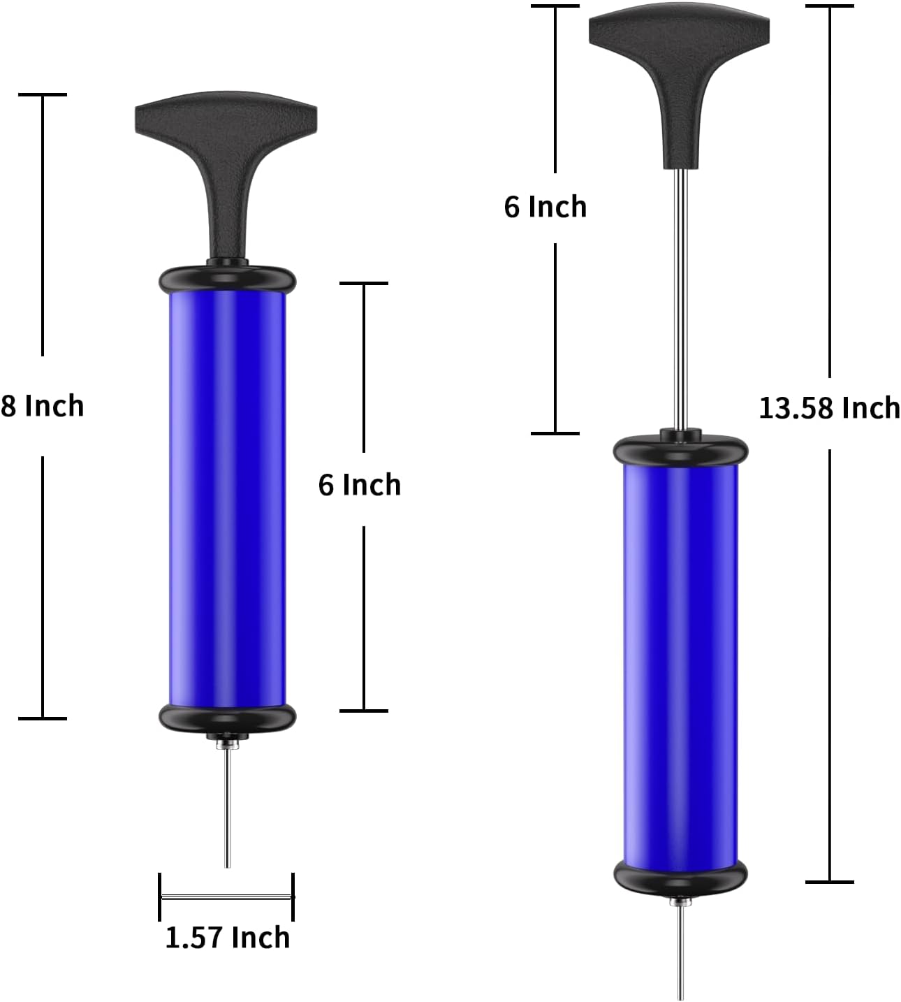 Sports Ball Pump with 5 Needles, Nozzle, Extension Hose, Push & Pull Inflator(blue)