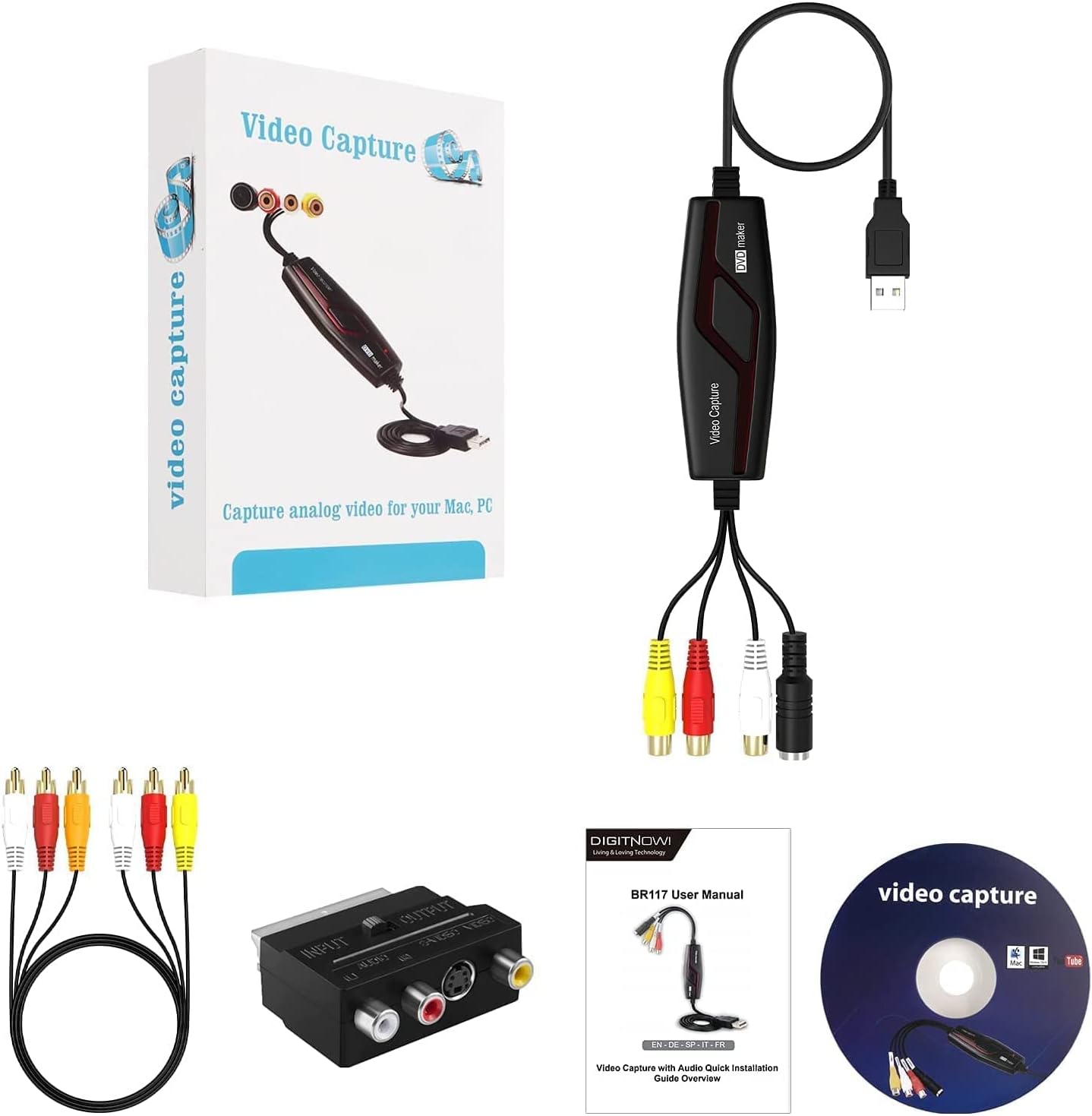 DIGITNOW USB 2.0 Video Capture Card,Digital Video Converter,Compatible with Windows 7, 8, 10 and Mac OS X 10.7 or above