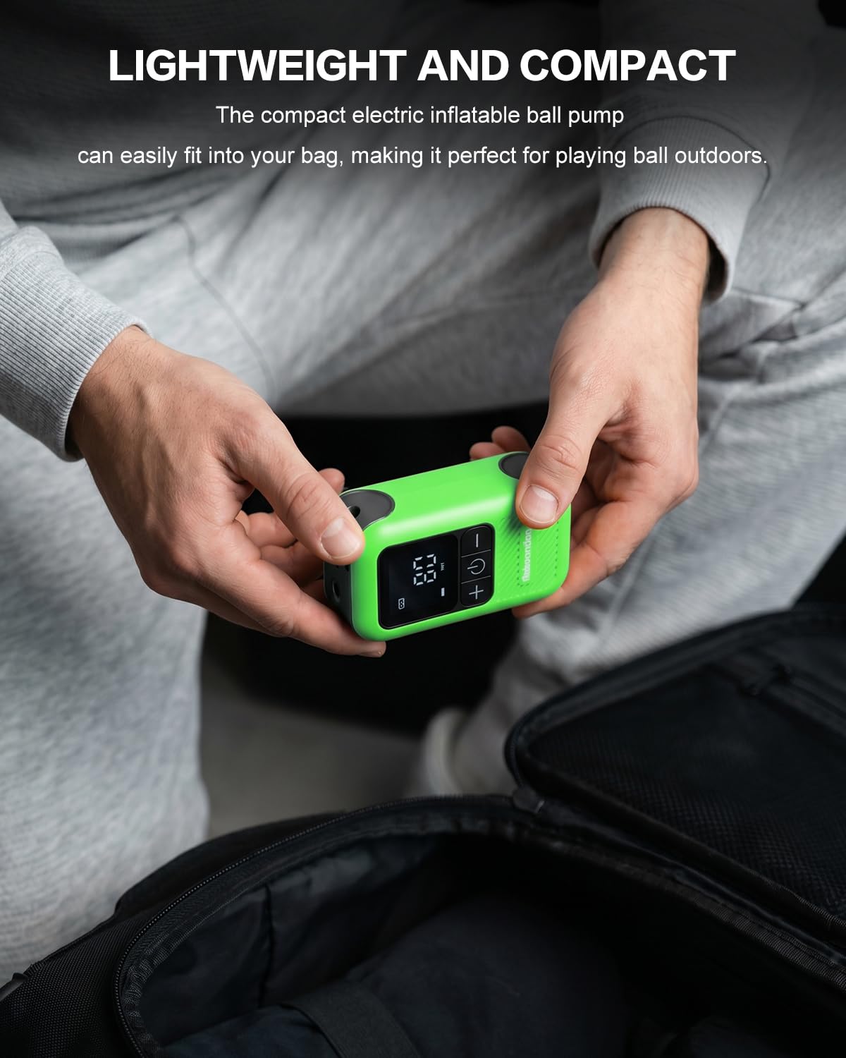 Motorenbau Electric Ball Pump for Sports Balls with LCD Display & LED Light-green