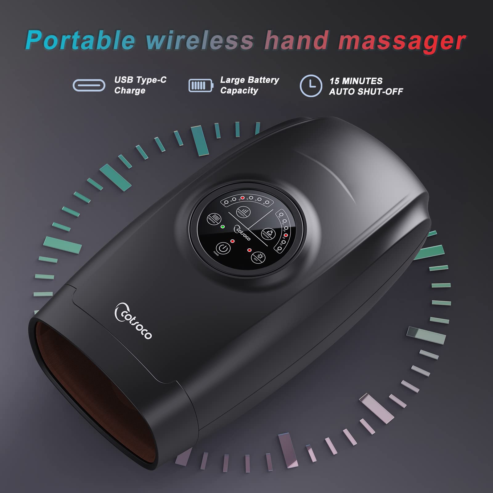 Hand Massager Machine with Heat and Compression, 6 Levels Shiatsu Massager for Arthritis and Carpal Tunnel Relief, Pain Relief for Finger, Wirst, and Hand, Best Gifts for Men and Women(black)