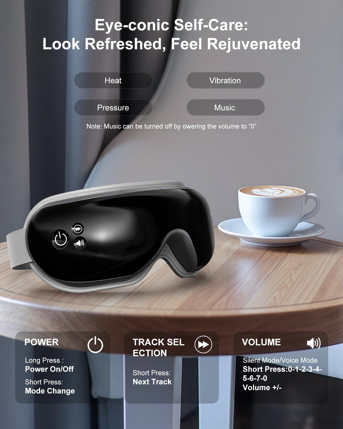 Morelax Eye Massager with Heat & Bluetooth Music, Birthday Gifts for Women, Reduce Eye Strain, Headache Relief and Improve Sleep, Eye Care Gift(Black)