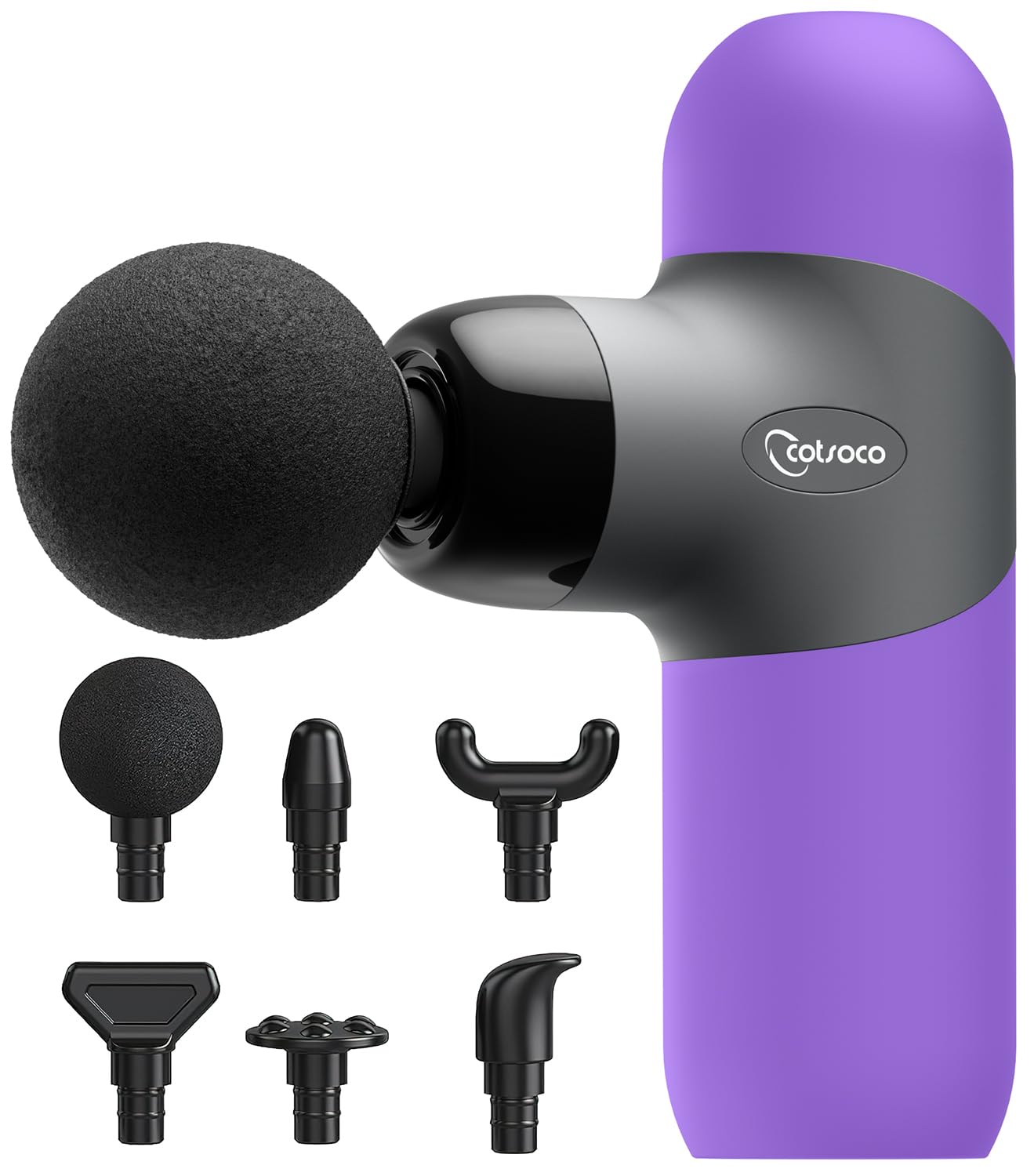 Mini Massage Gun ,Percussion Deep Tissues Muscle Massager, Silicone Material Removable and Washable, Suitable for People with Hyperhidrosis, with 6 Massage Heads 4 Speeds, best gift for her/him-Purple