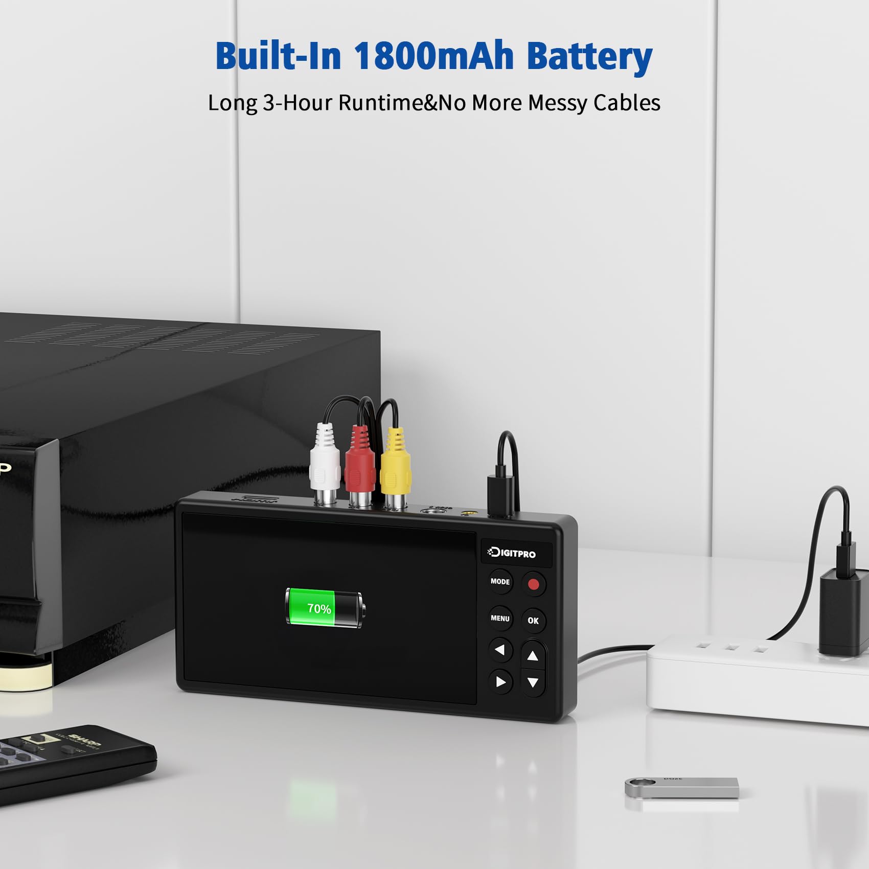 DigitPro VHS to Digital Converter 3.0, 5” HD Video to Digital Recorder, Convert Video & Audio from Analog VCR, DVR, DVD, Hi8, Mini DV, Camcorder Cassette Tapes (Tapes/DVD Player Needed)