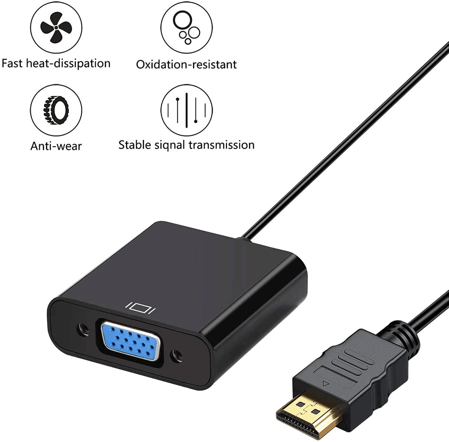 HDMI to VGA Adapter 5 Pack, Gold-Plated Connector (Male to Female)