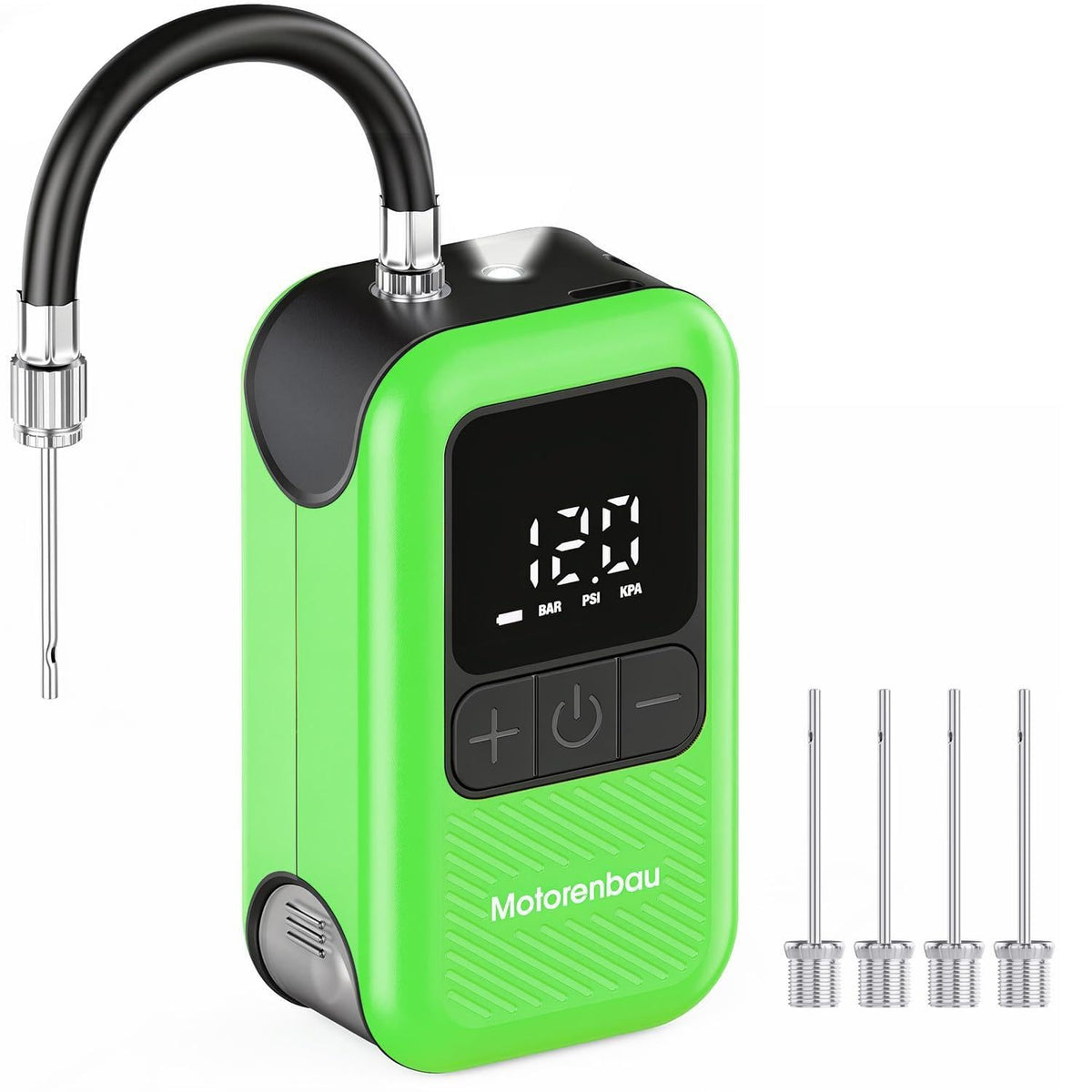 Motorenbau Electric Ball Pump for Sports Balls with LCD Display & LED Light-green