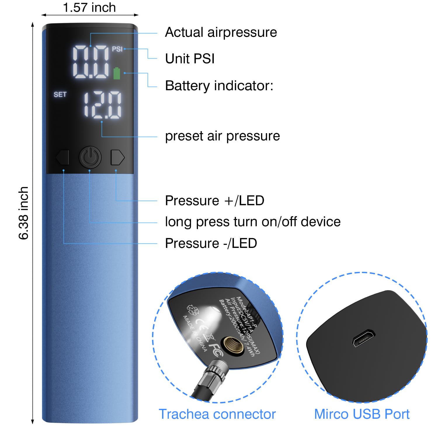 Electric Ball Pump,Smart Air Pump Portable Fast Ball Inflation with Accurate Pressure Gauge and Digital LCD Display for Basketball Football Soccer Volleyball (2Pin&2Nozzle&1Spout)