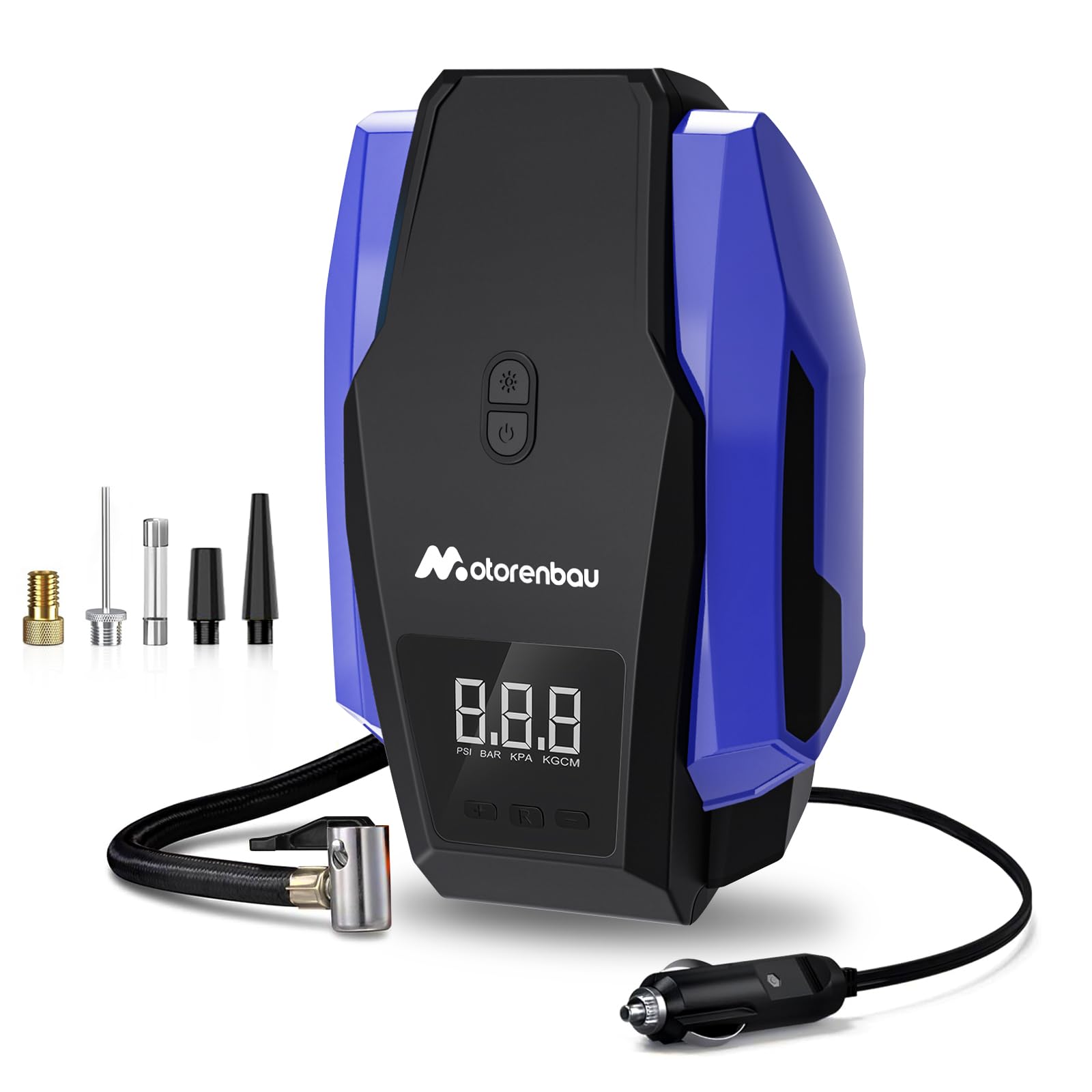 Portable Tire Inflator Air Compressor, Air Pump for Car Tires, 12V DC Auto Tire Pump, with LED Light Car Accessories Air Pressure Display for Cars, SUV,Basketballs,Bicycles,Balls(Blue)