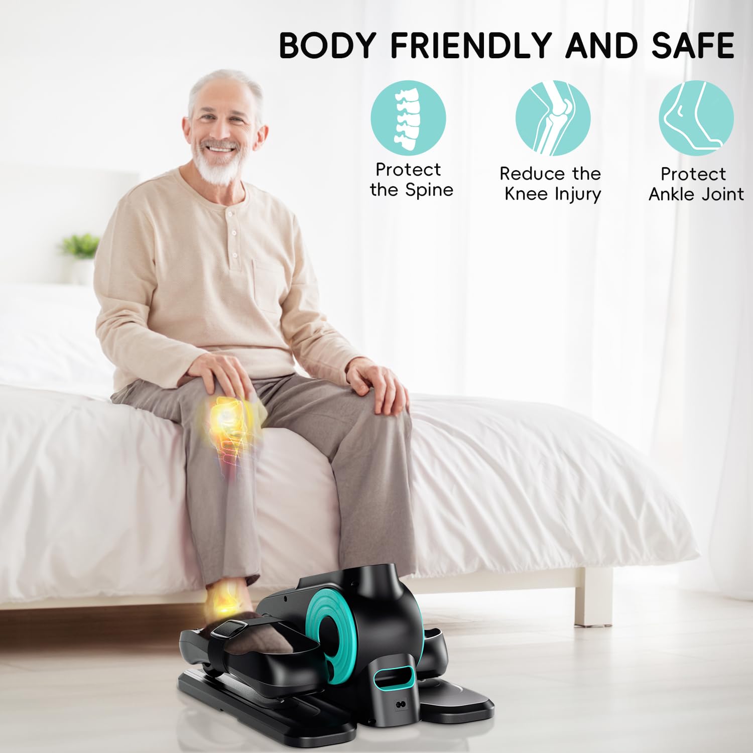 Under Desk Elliptical Machine,Morelax Ellipse Leg Exerciser for Seniors,Quiet & Portable Electric Seated Pedal Exerciser with Resistance Bands,Remote Control Without Battery&12 Adjustable Speeds