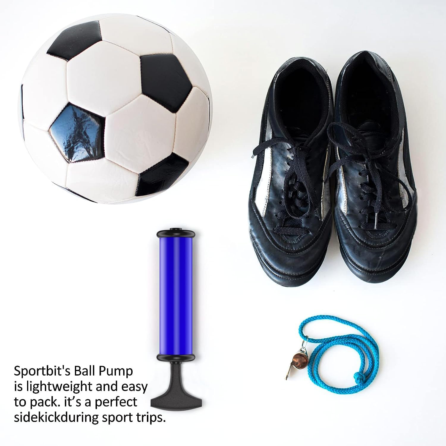 Sports Ball Pump with 5 Needles, Nozzle, Extension Hose, Push & Pull Inflator(blue)