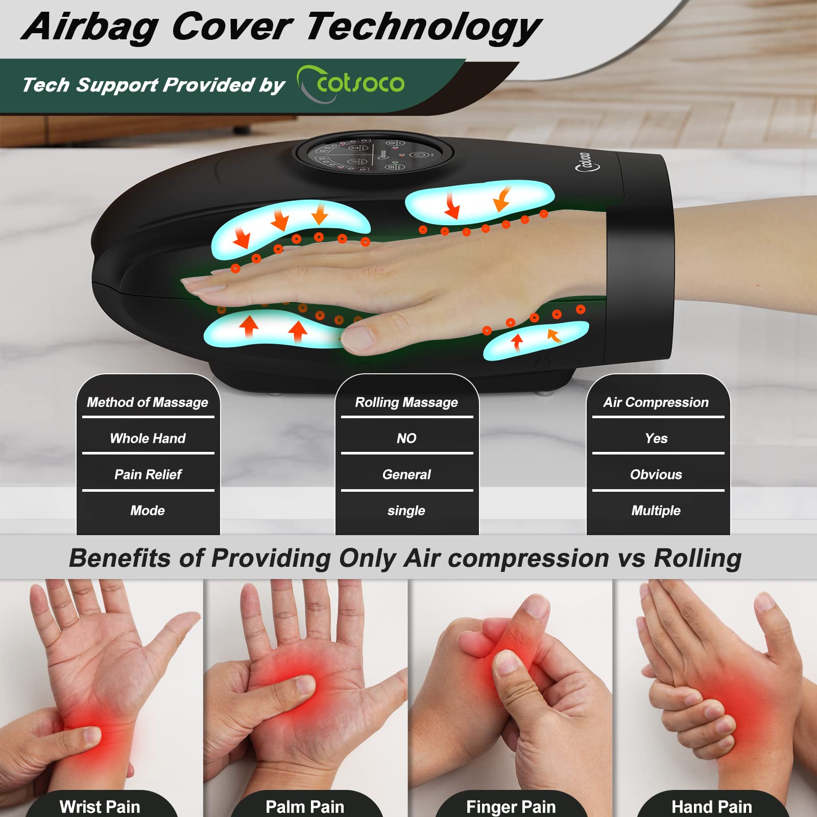 Hand Massager Machine with Heat and Compression, 6 Levels Shiatsu Massager for Arthritis and Carpal Tunnel Relief, Pain Relief for Finger, Wirst, and Hand, Best Gifts for Men and Women(black)