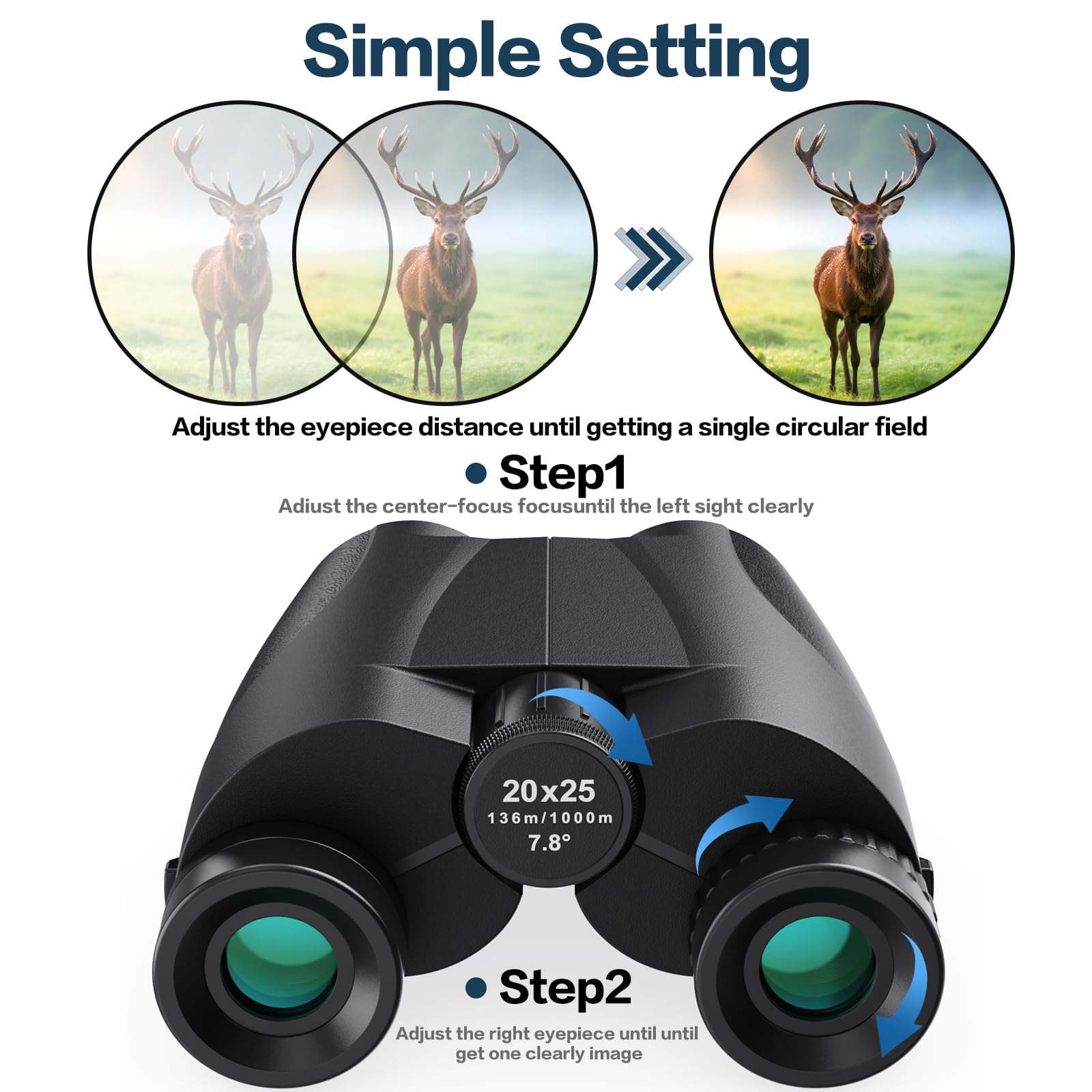 20x25 Compact Binoculars for Adults and Kids, High Power Adults Binoculars with Low Light Vision for Bird Watching, Outdoor Hunting, Travel, Concert