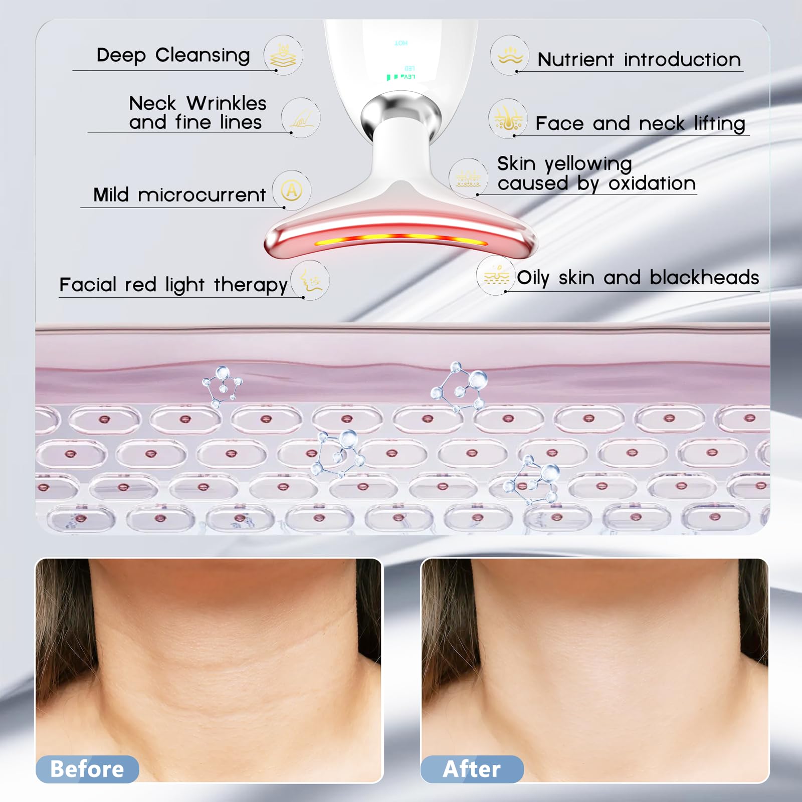 cotsoco Red-Light-Therapy-for-Face and Neck, Red Light Therapy Wand, 7 Color Led Face Neck Sculpting Tool for Skin Care, White-Gifts as special as Mom