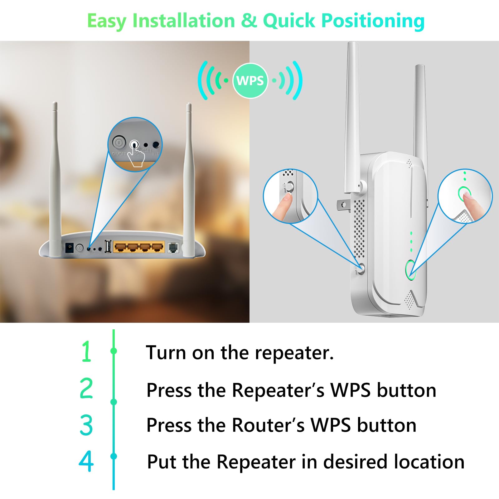 WiFi Extender Signal Booster Up to 5000sq.ft and 50+ Devices