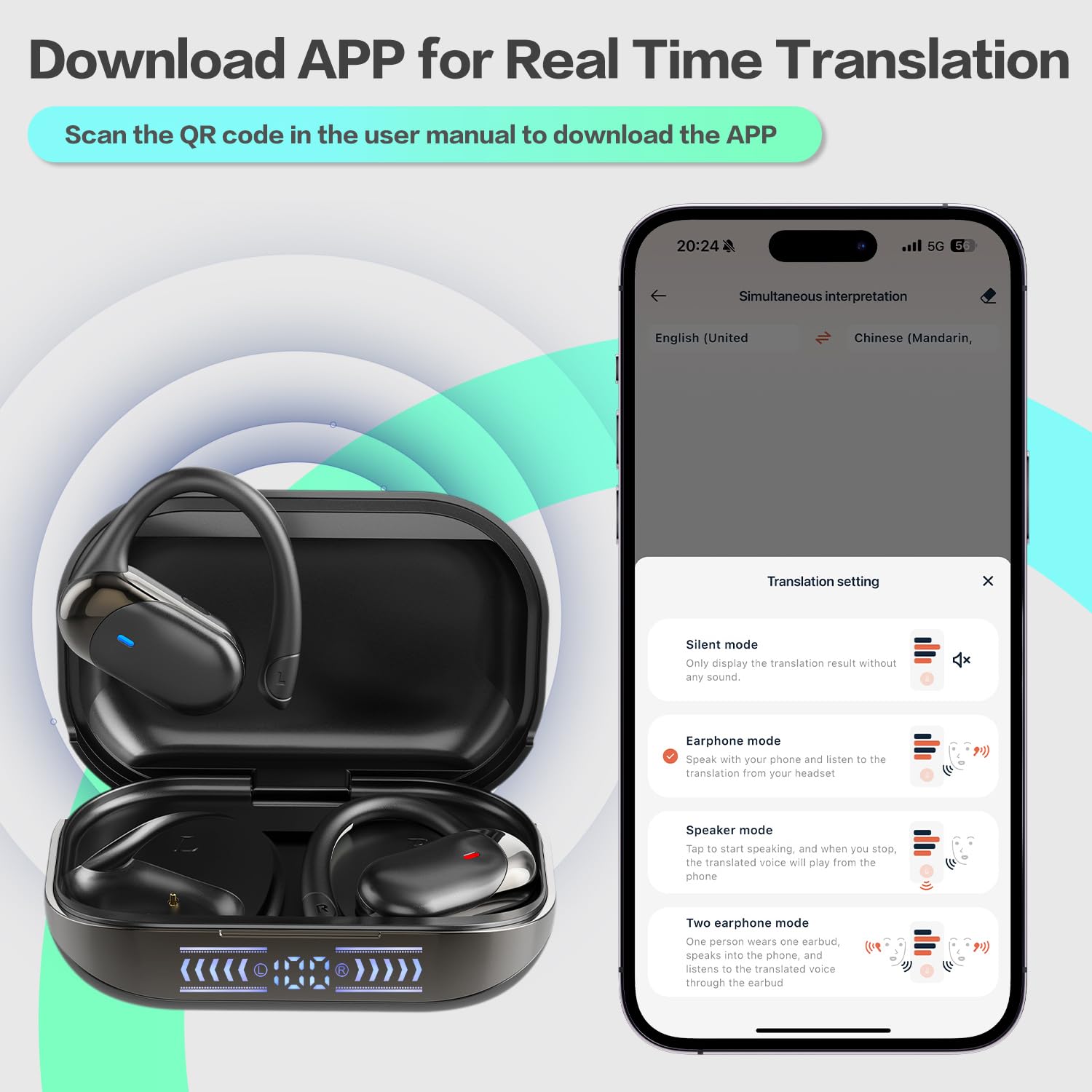 AI Translation Earbuds Real Time, 144 Language Translator Ear buds, Audifonos Traductores Inglés Español, 3-in-1 Translating Wireless Earphones Bluetooth Headphones for Travel Learning Business