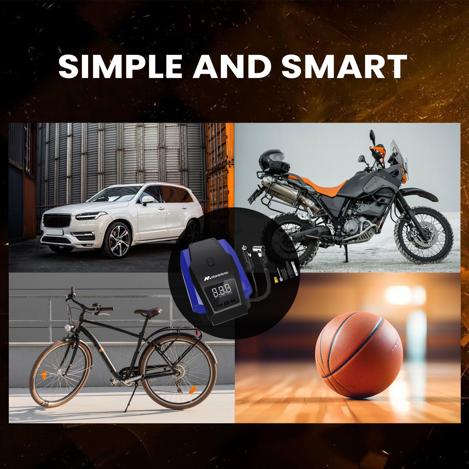 Portable Tire Inflator Air Compressor, Air Pump for Car Tires, 12V DC Auto Tire Pump, with LED Light Car Accessories Air Pressure Display for Cars, SUV,Basketballs,Bicycles,Balls(Blue)