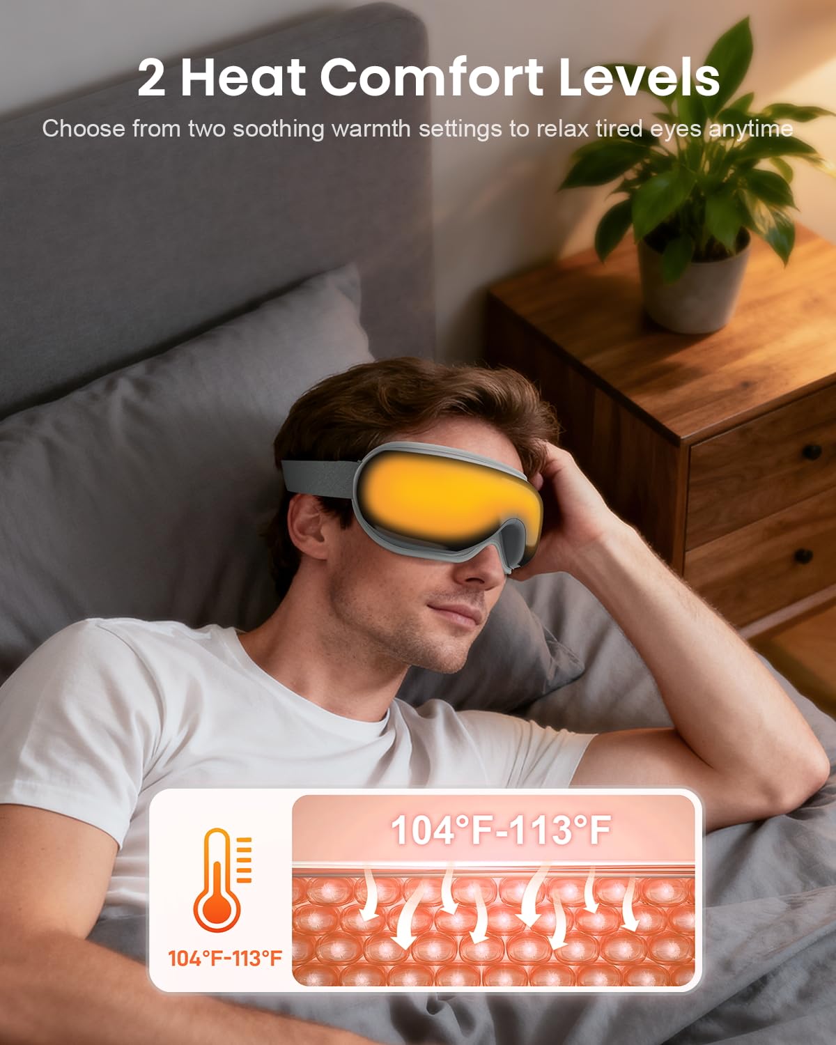 Cotsoco Eye Massager with Heat, Remote, and Compression, Adjustable Foldable Sleep Mask for Relaxing Eyes and Better Sleep, Migraine Relief Device, Birthday Gifts for Women Men Her Him-Black