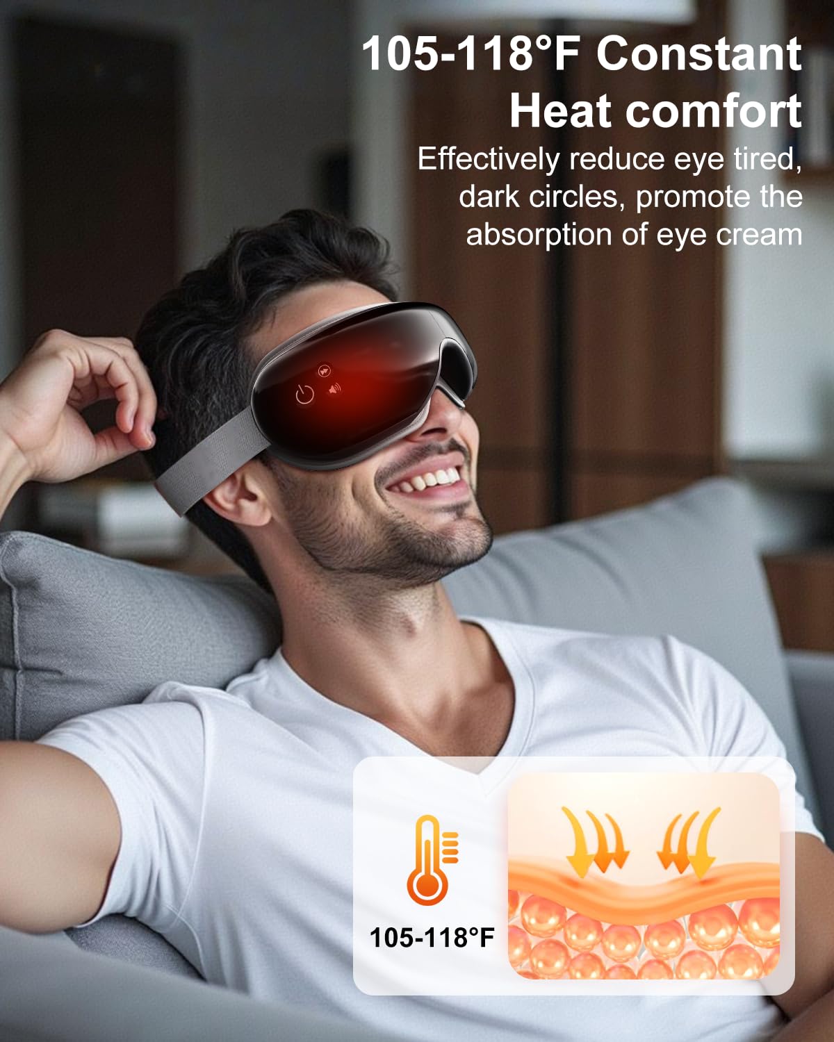 Morelax Eye Massager with Heat & Bluetooth Music, Birthday Gifts for Women, Reduce Eye Strain, Headache Relief and Improve Sleep, Eye Care Gift(Black)