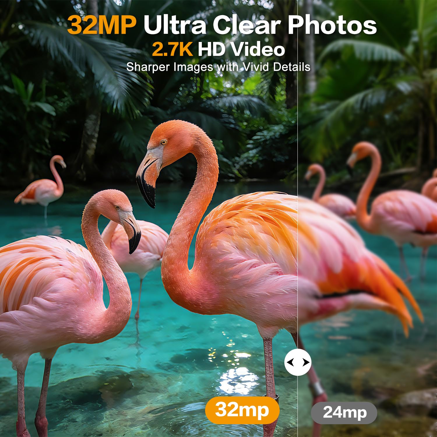 Digitgarden Trail Camera 32MP 2.7K, Mini Game Camera with Night Vision, Motion Activated 0.2s Trigger, 120° Wide Angle, Waterproof No Glow Infrared, Hunting Camera with 32GB Card, 2.0” HD Screen