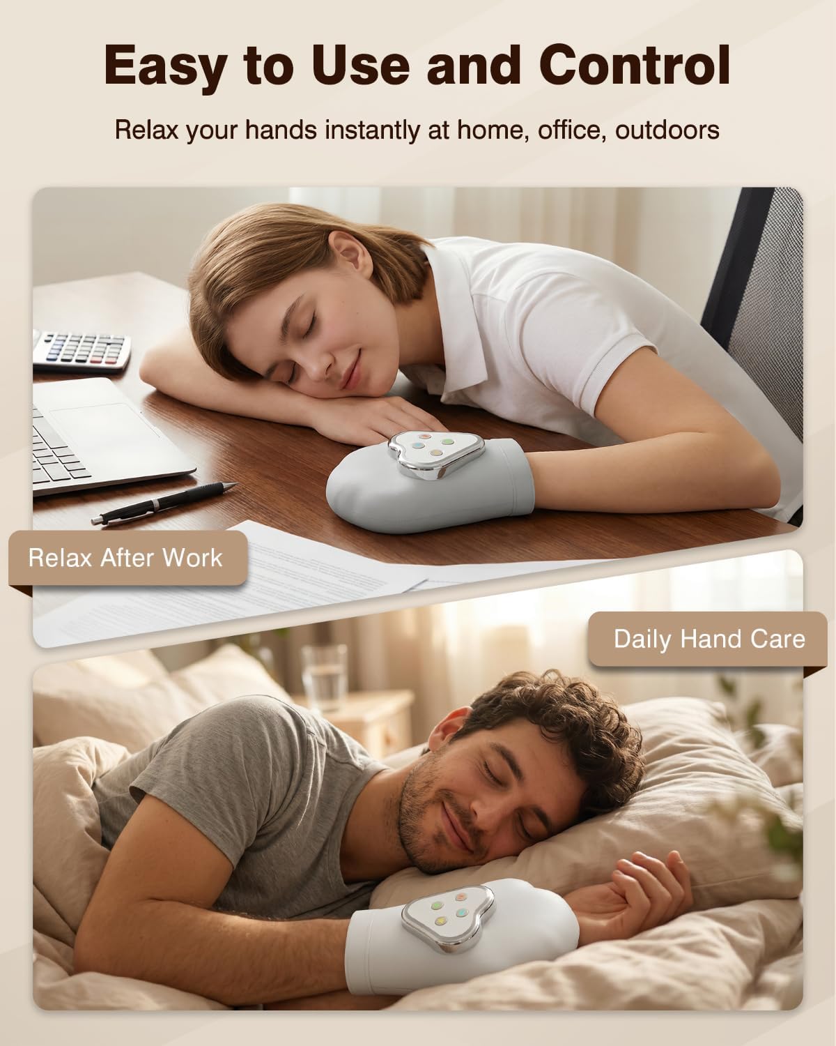 cotsoco Hand Massager with Heat and Compression for Arthritis Carpal Tunnel,Fits Left Right Hand,Pain Relief, Individual Finger Compression Massage for Wrist & Fingers Palm, Birthday Gift for Women Men