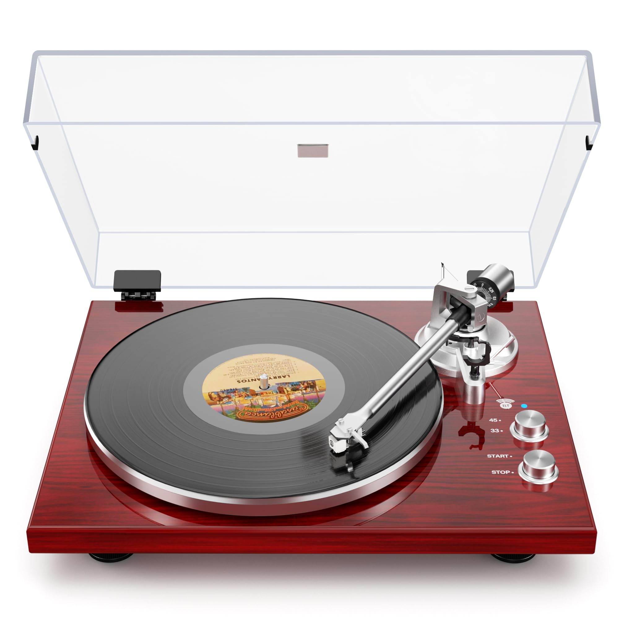 Vinyl Record Player Belt-Drive Turntable for Vinyl Records with Bluetooth Connectivity, USB Digital Output, Magnetic Cartridge & Adjustable Counterweight, AT-3600L, 33 or 45 RPM-red