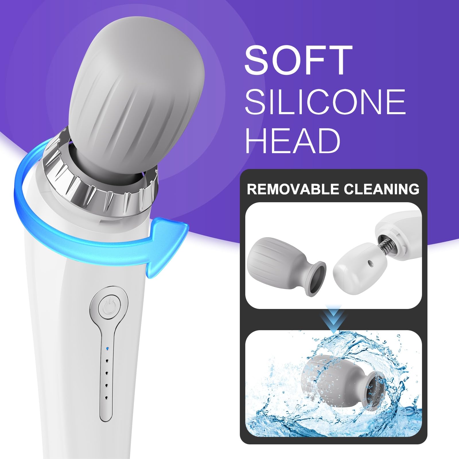 Handheld Massager, Cordless Electric Back Massager, Portable 5 Speeds Deep Tissue Massage for Relaxation, Sports Recovery, Pain Relief, Back, Leg, Shoulder, Waist, Neck, Gifts for Men Women-White