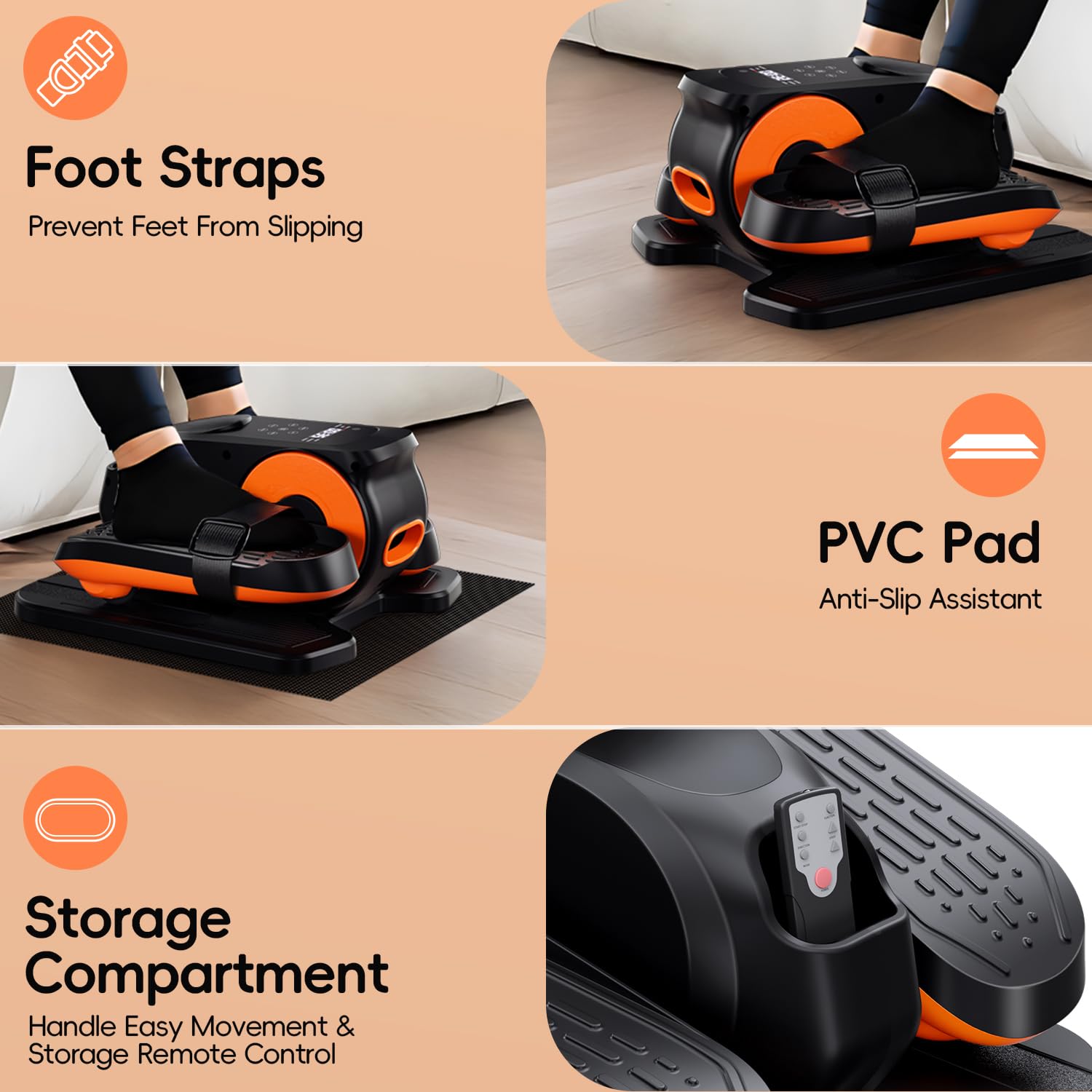 Mothers' Day Gifts from Daughter -Under Desk Elliptical Machine,Morelax Ellipse Leg Exerciser for Seniors,Quiet & Portable Mini Electric Seated Pedal Exerciser with Remote Control Without Battery & 12 Adjustable Speeds(Orange)