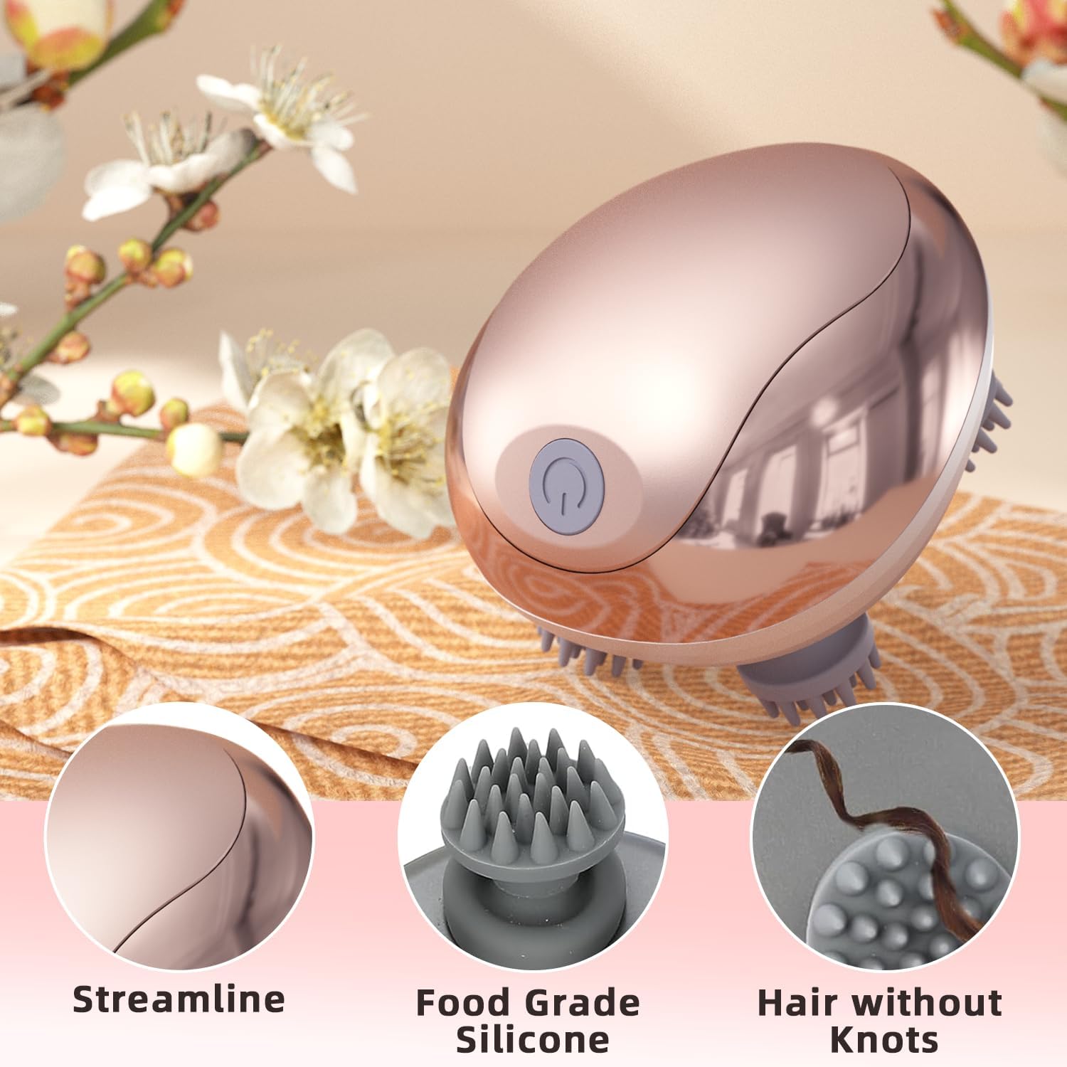 cotsoco Handheld Electric Hair Scalp Massager with Kneading 96 Massage Nodes, Small Portable Cordless Head Scratcher Massager for Hair Growth, Deep Clean and Stress Relax, Gifts for Women, Men White