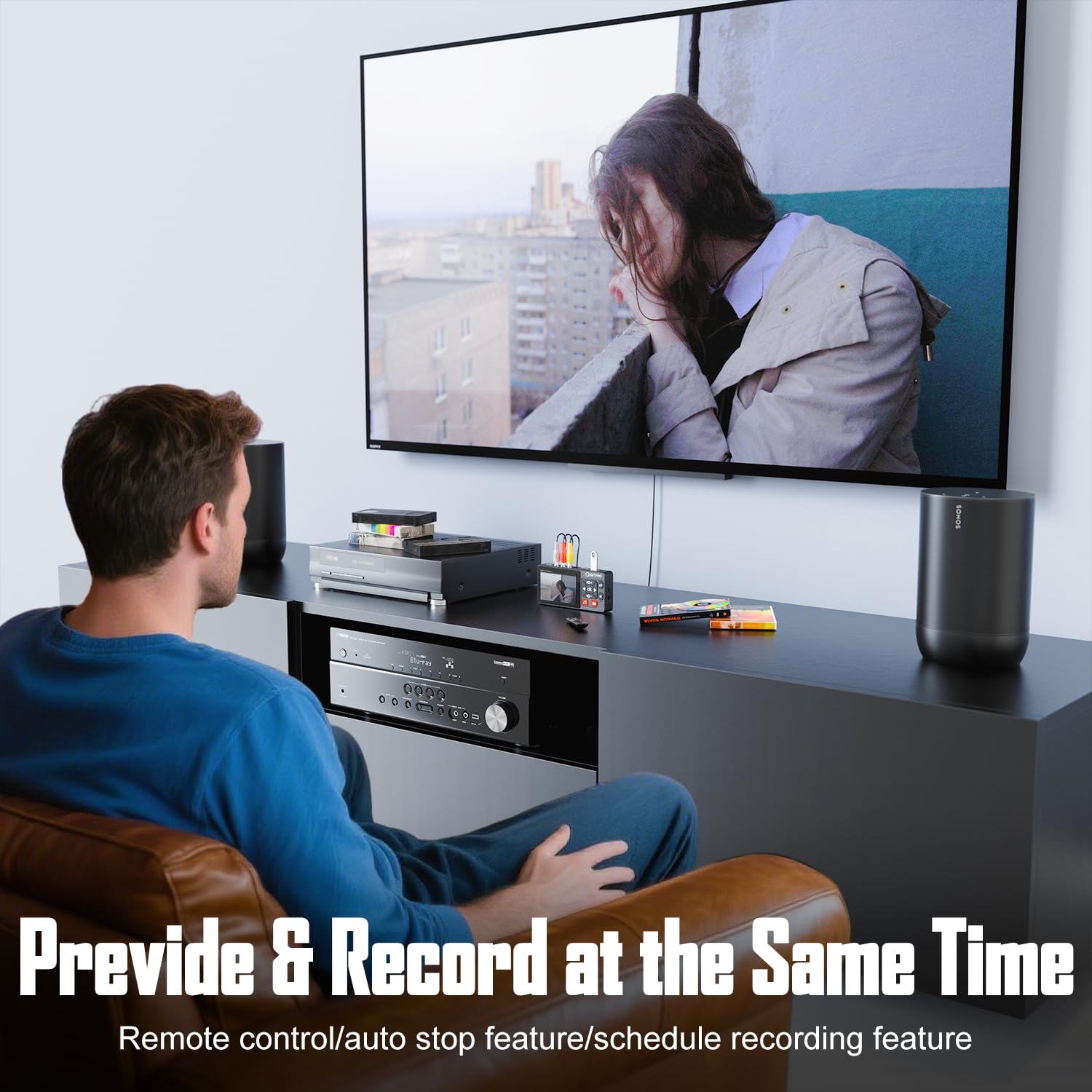 VHS to Digital Converter 2.0, HD Video to Digital Converter Recorder with Remote, Convert Record Analog Video Audio from VHS/VCR, DVR/DVD/Hi8/Mini DV Players/Camcorder to Digital(Players Needed)