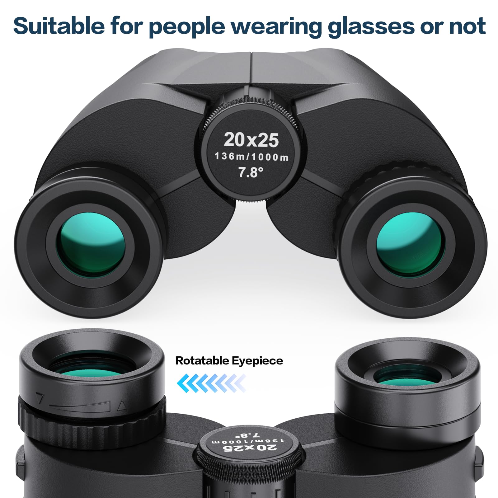 20x25 Compact Binoculars for Adults and Kids, High Power Adults Binoculars with Low Light Vision for Bird Watching, Outdoor Hunting, Travel, Concert