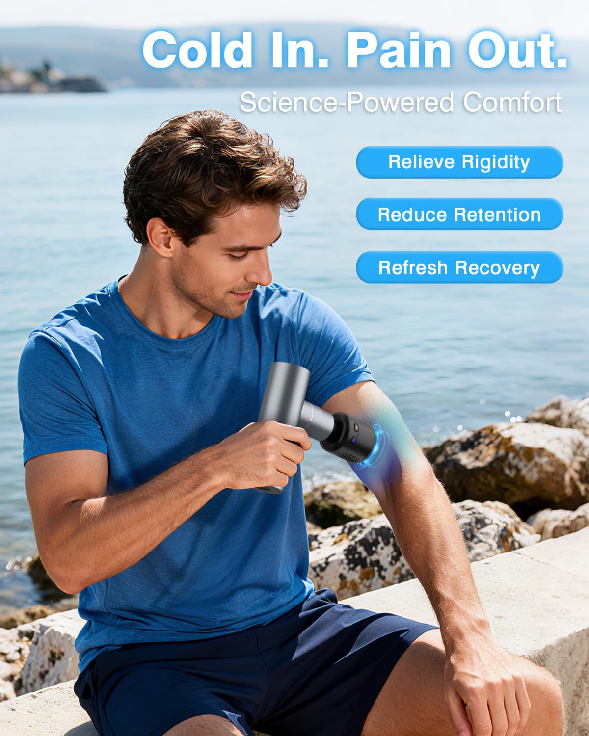 cotsoco Massage Gun with Heat and Cold Therapy, Full-Metal Handheld Electric Massager Deep Tissue for Body Muscle Pain Relief, Silent Portable Percussion Massage Gun for Athletes and Recovery Gifts