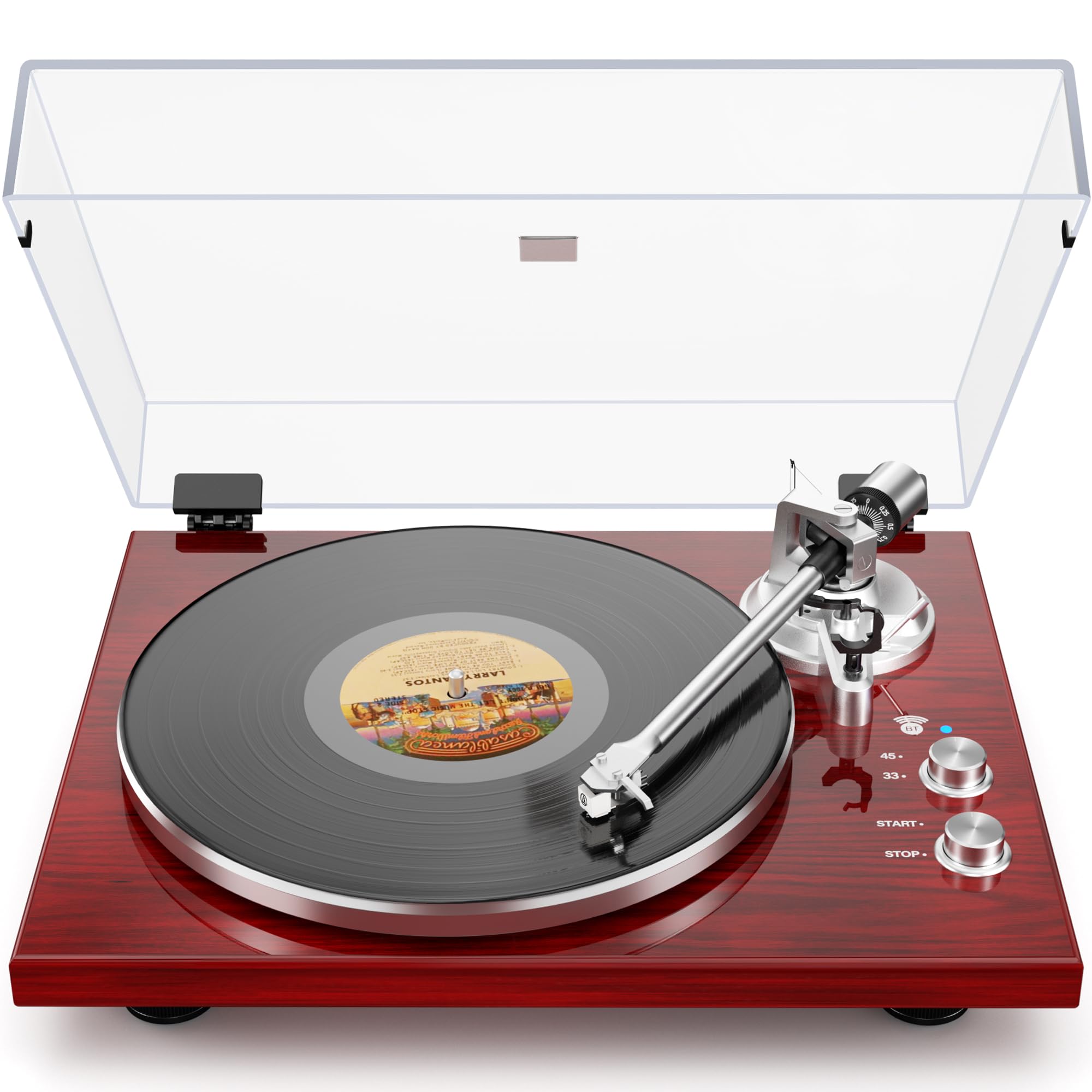 Vinyl Record Player Belt-Drive Turntable for Vinyl Records with Bluetooth Connectivity, USB Digital Output, Magnetic Cartridge & Adjustable Counterweight, AT-3600L, 33 or 45 RPM-red