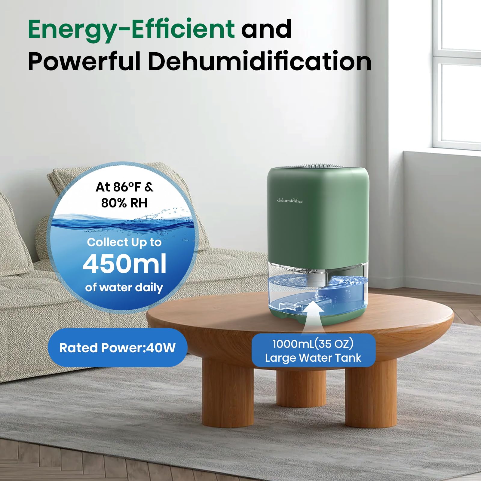 Dehumidifier, 35 OZ Small Dehumidifiers for Room for Home, Quiet with Auto Shut Off, Portable Dehumidifier for Bedroom (280 sq. ft), Bathroom, RV, Closet Colorful Moisture Absorbers Dehumidifiers