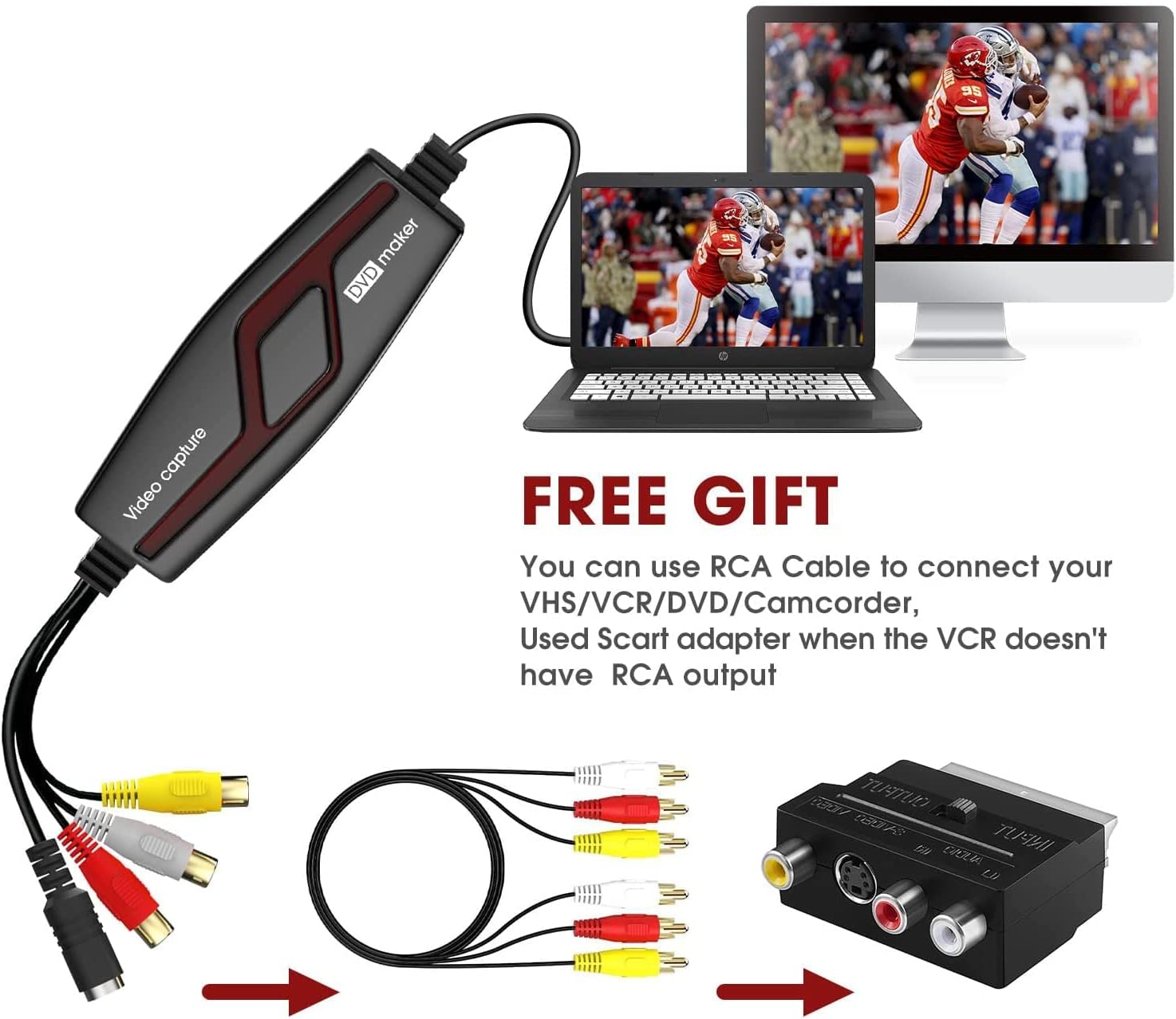 DIGITNOW USB 2.0 Video Capture Card,Digital Video Converter,Compatible with Windows 7, 8, 10 and Mac OS X 10.7 or above