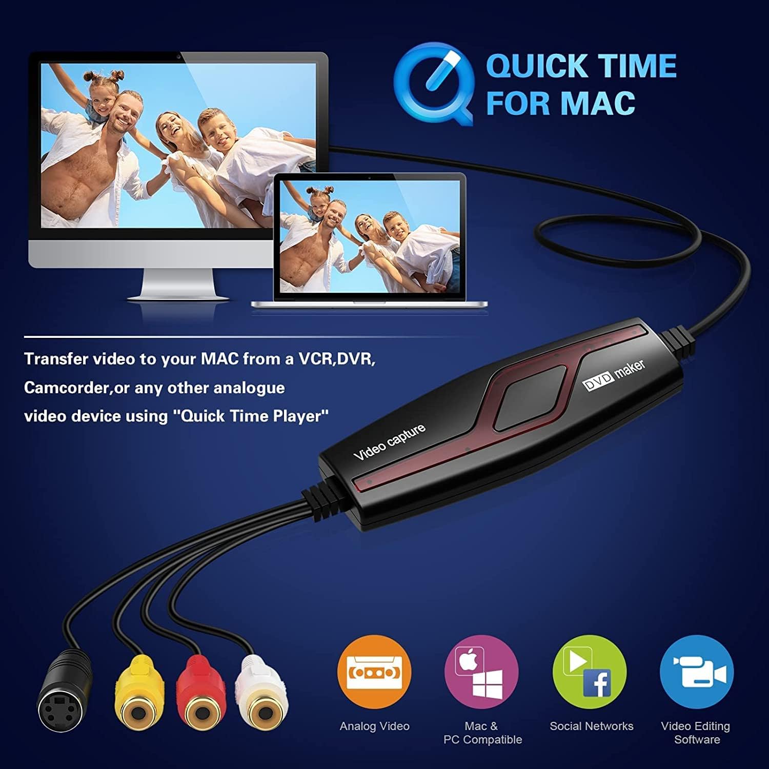 DIGITNOW USB 2.0 Video Capture Card,Digital Video Converter,Compatible with Windows 7, 8, 10 and Mac OS X 10.7 or above