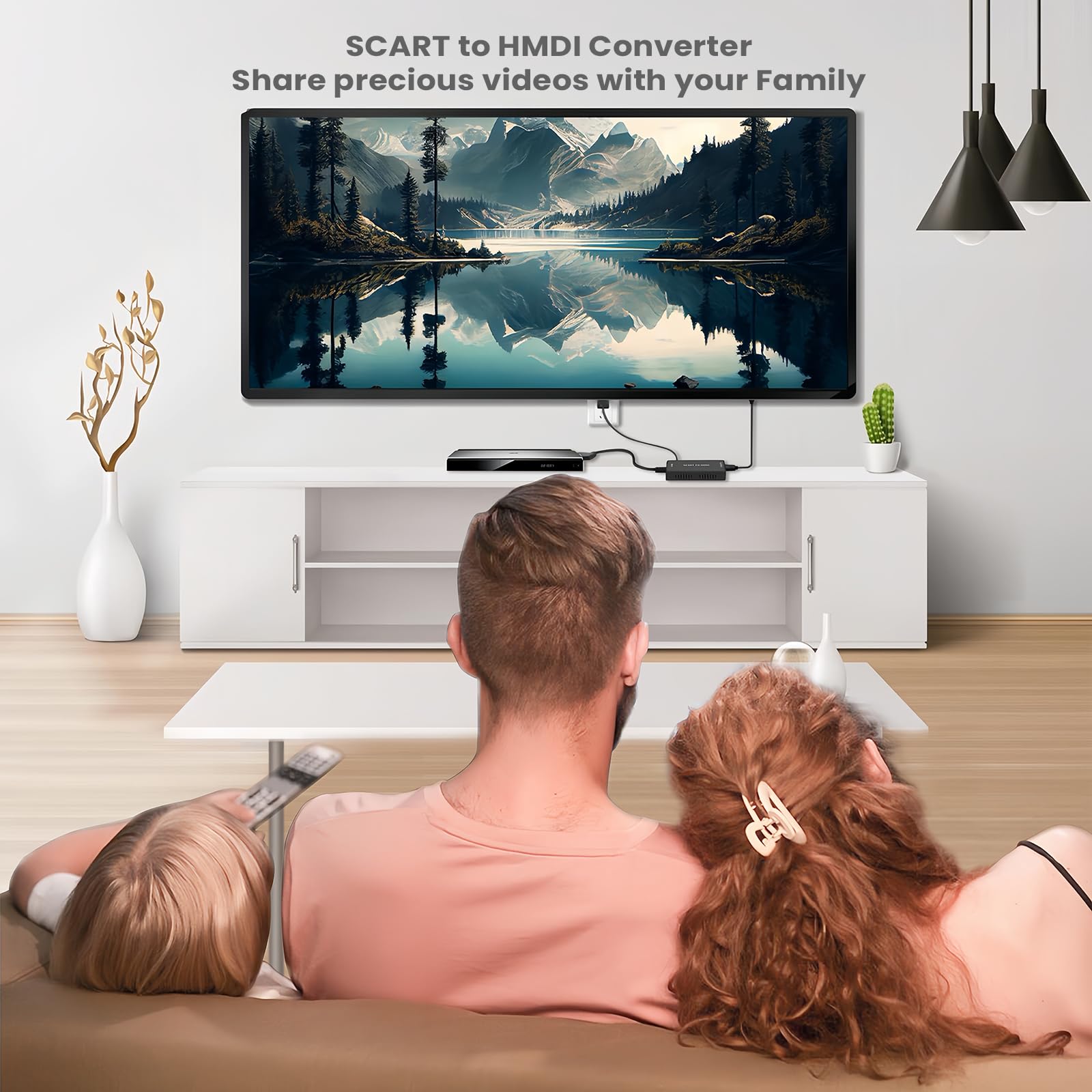 Scart to HDMI Converter, Scart to HDMI Cable with 720P/1080P Switch, Scart to HDMI Adapter for TV Monitor Projector, Scart Lead to HDMI Video Converters for VHS DVD Player STB Xbox Wii PS2 PS3 to TV