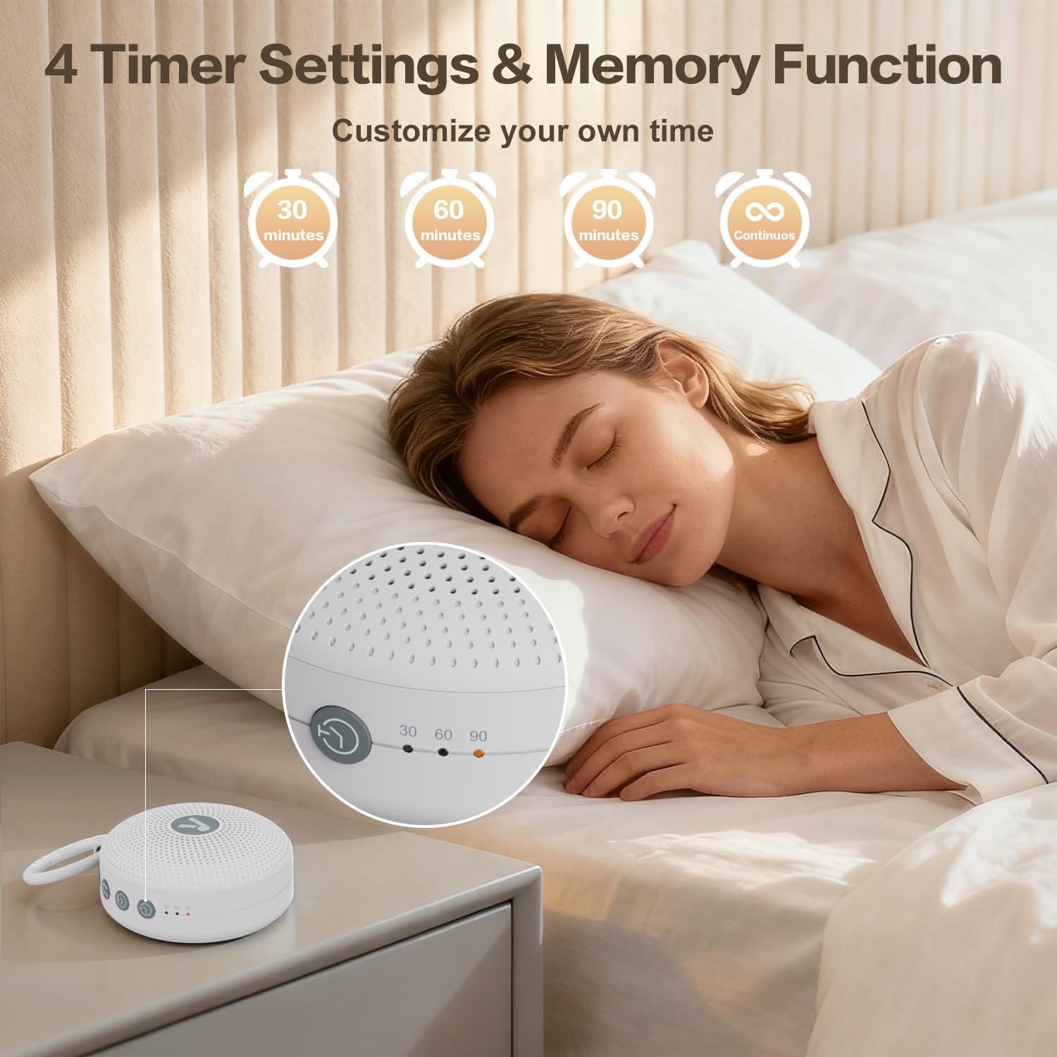 Portable Noise Machine for Baby Adult with 21 Natural Soothing Sound, Memory Function, Powerful Battery & 32 Levels of Volume, Noise Canceling for Sleeping, Sleep Sound Timer Therapy for Home, Travel