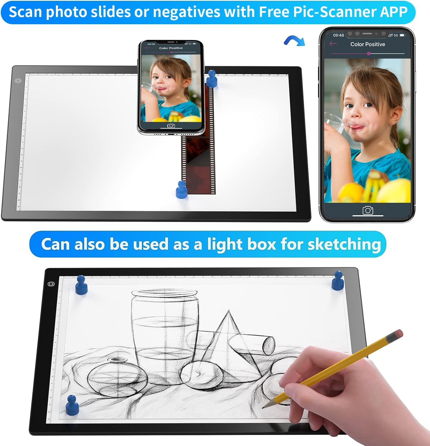 Slide Viewer Light Box, Ultra-Thin A4 USB Powered Light Scanner