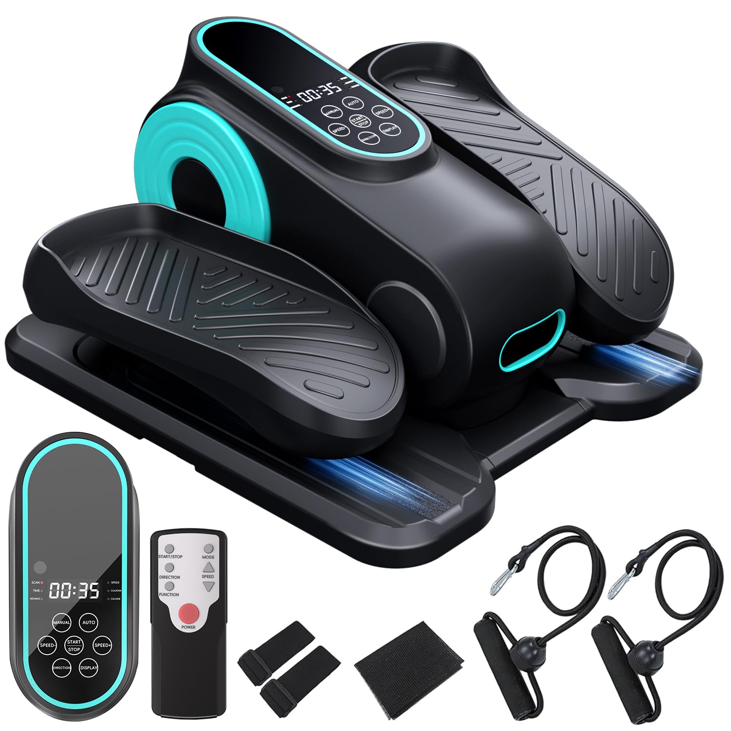 Under Desk Elliptical Machine,Morelax Ellipse Leg Exerciser for Seniors,Quiet & Portable Electric Seated Pedal Exerciser with Resistance Bands,Remote Control Without Battery&12 Adjustable Speeds