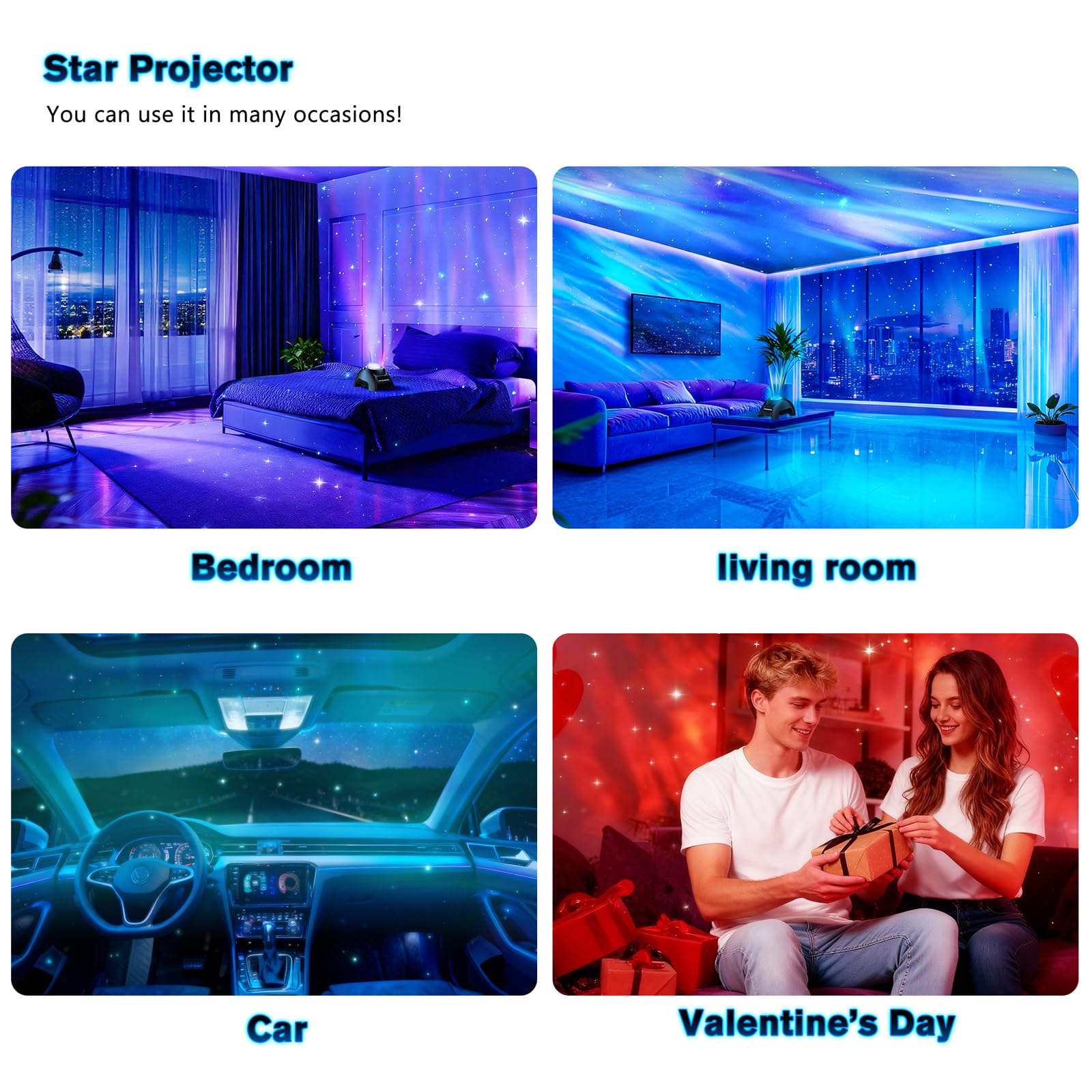 Northern Galaxy Light Aurora Projector, Star Projector with 33 Light Effects, Starry Nebula LED Lamp with Remote Control, White Noise, Kids/Adults Room Decor, Bluetooth Speaker for Party Christmas