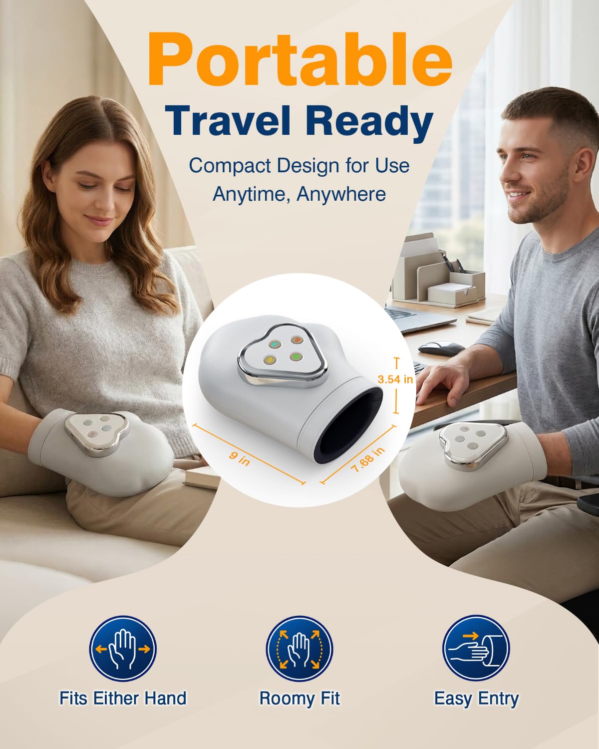 cotsoco Hand Massager with Heat and Compression for Arthritis Carpal Tunnel,Fits Left Right Hand,Pain Relief, Individual Finger Compression Massage for Wrist & Fingers Palm, Birthday Gift for Women Men