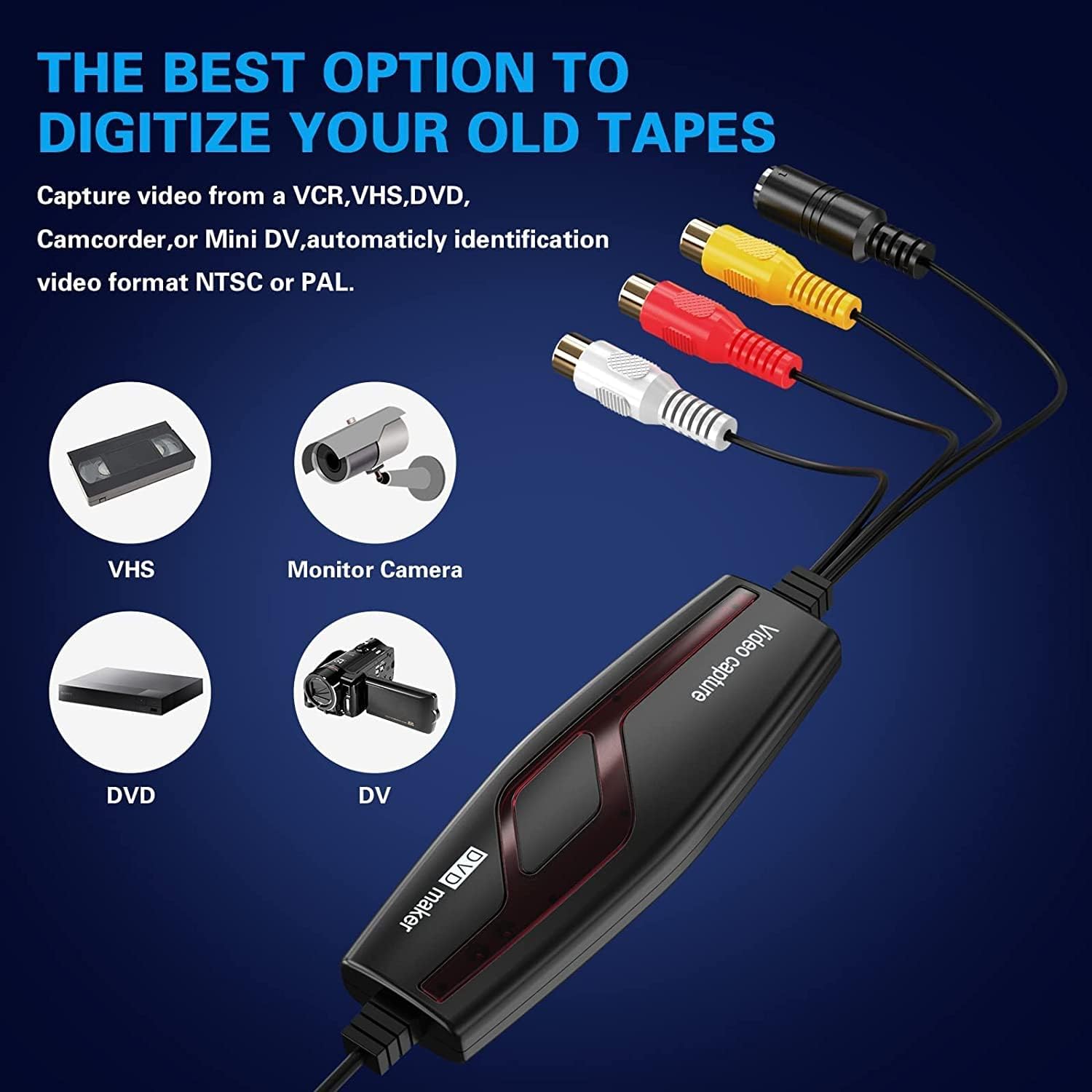 DIGITNOW USB 2.0 Video Capture Card,Digital Video Converter,Compatible with Windows 7, 8, 10 and Mac OS X 10.7 or above
