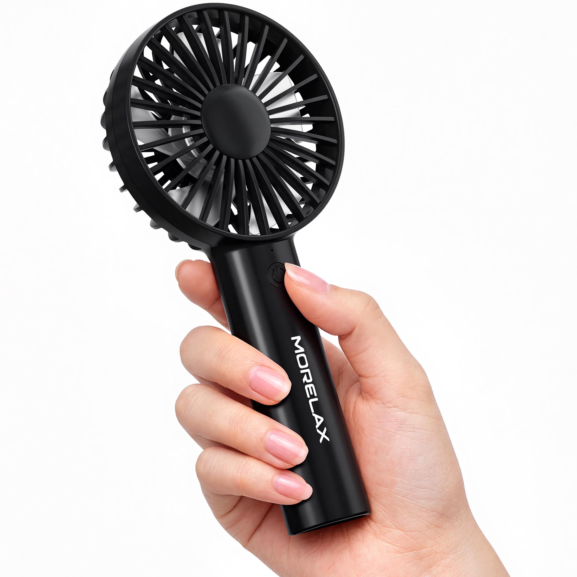 Jancane Handheld Fan, USB Rechargeable Mini Portable Fan with Base, 10H Battery, Strong Wind, Small & Powerful, Cute Design for Travel, Makeup, Girls Women Summer Gift (Greyblack)