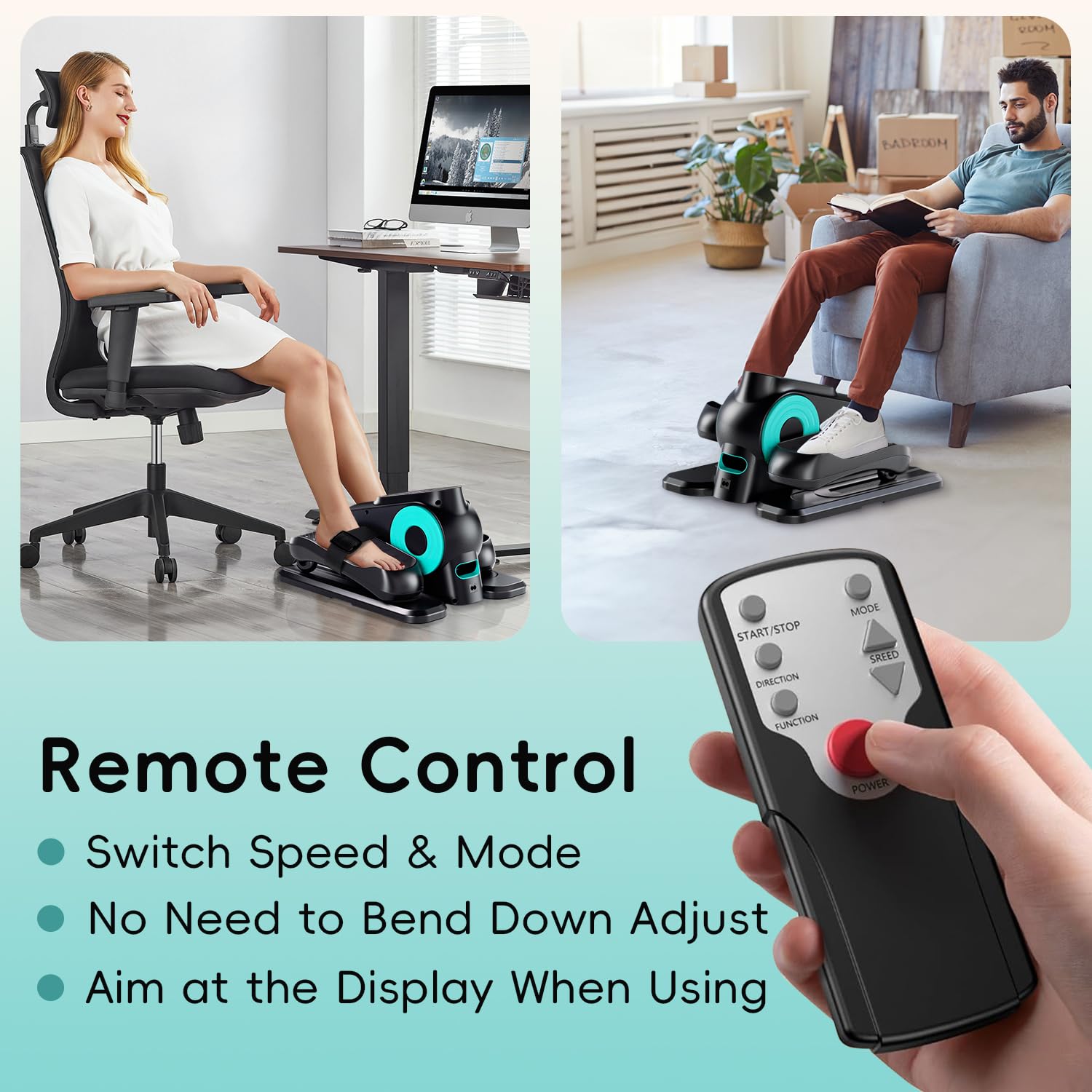 Under Desk Elliptical Machine,Morelax Ellipse Leg Exerciser for Seniors,Quiet & Portable Electric Seated Pedal Exerciser with Resistance Bands,Remote Control Without Battery&12 Adjustable Speeds