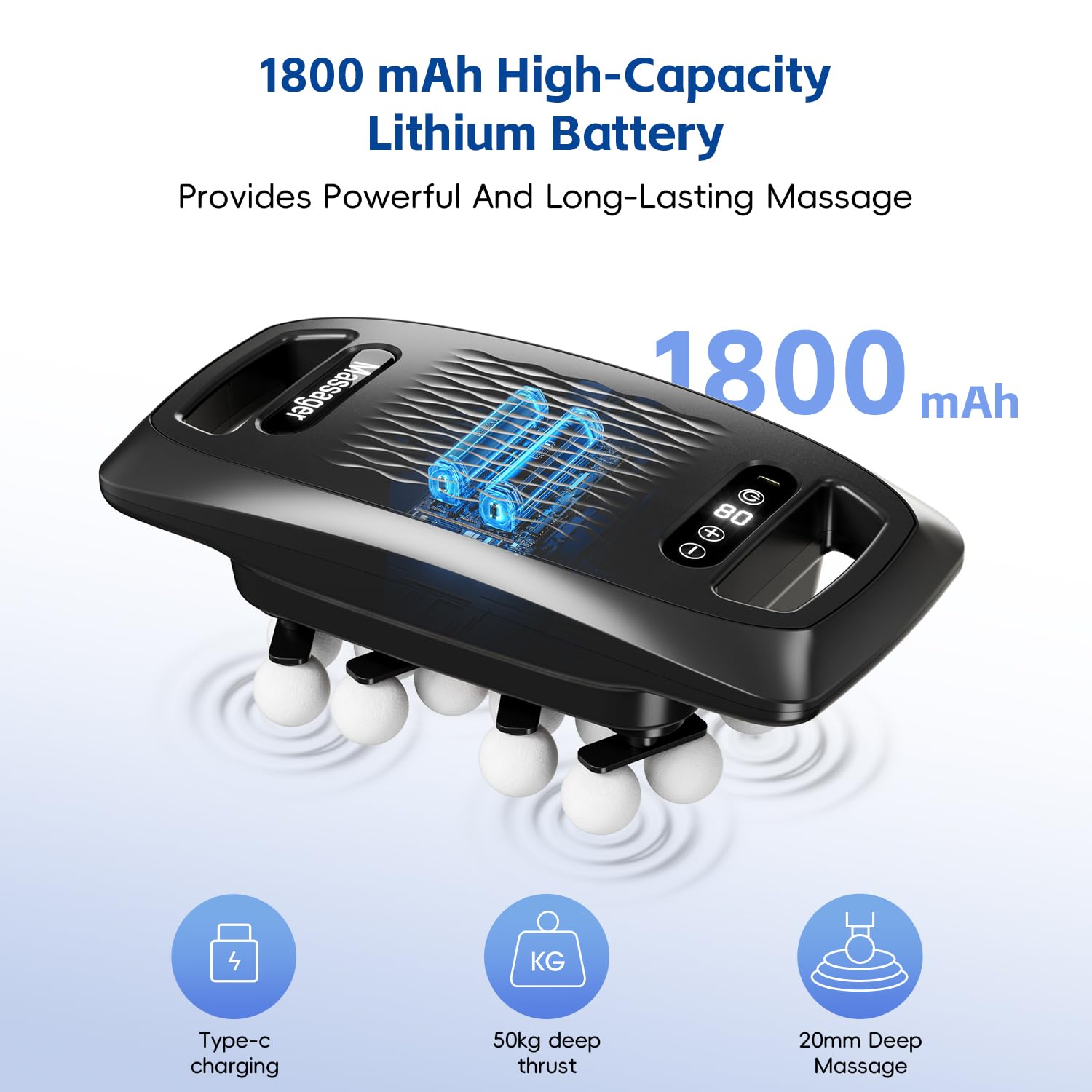 cotsoco 20-Head Massage Gun Set, Deep Tissue Percussion Massager with 9 Modes and 9 Intensities, Quiet Handheld Muscle Massager for Back, Shoulders, Legs, Foot & Body Pain Relief