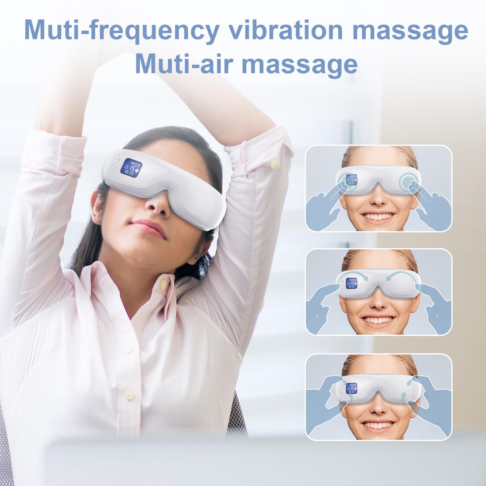 Eye Massager with Heat, Relaxing Eye Care Device with Soothing Heat & Music for Eye Strain Relief, Dark Circles, and Puffiness - Perfect Gift for Men and Women