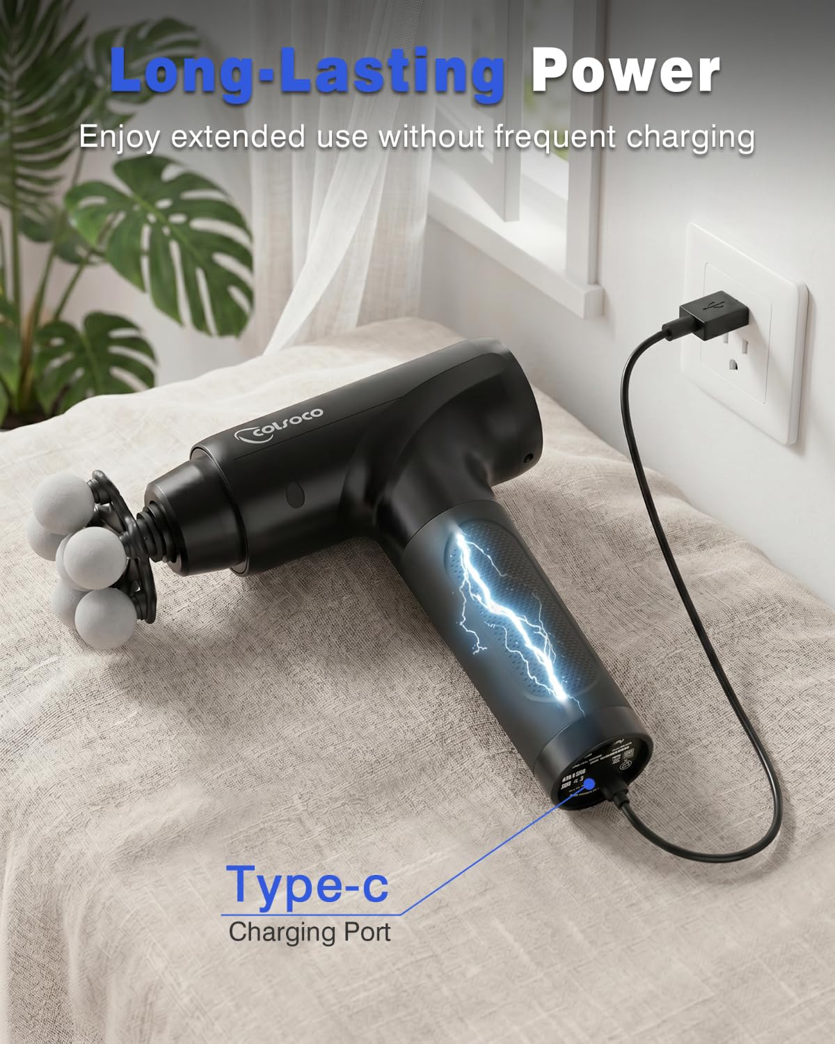 cotsoco Massage Gun Deep Tissue, Percussion Massage Gun with 10 Massage Heads & 20 Speeds, Muscle Massage Gun with Large 6-Ball Head, Portable Back Massager Gun with Carry Case, Gifts for him