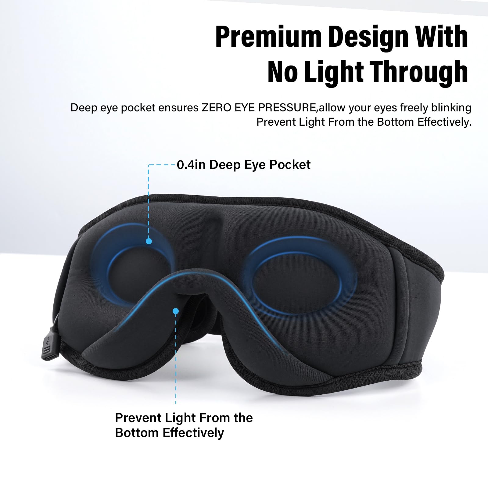 Sleep Headphones,Sleep Mask for Side Sleeper,3D Eye Mask for Sleeping with Stereo Speakers,Bluetooth Headphone,Perfect for Gifts for Women/Men Black