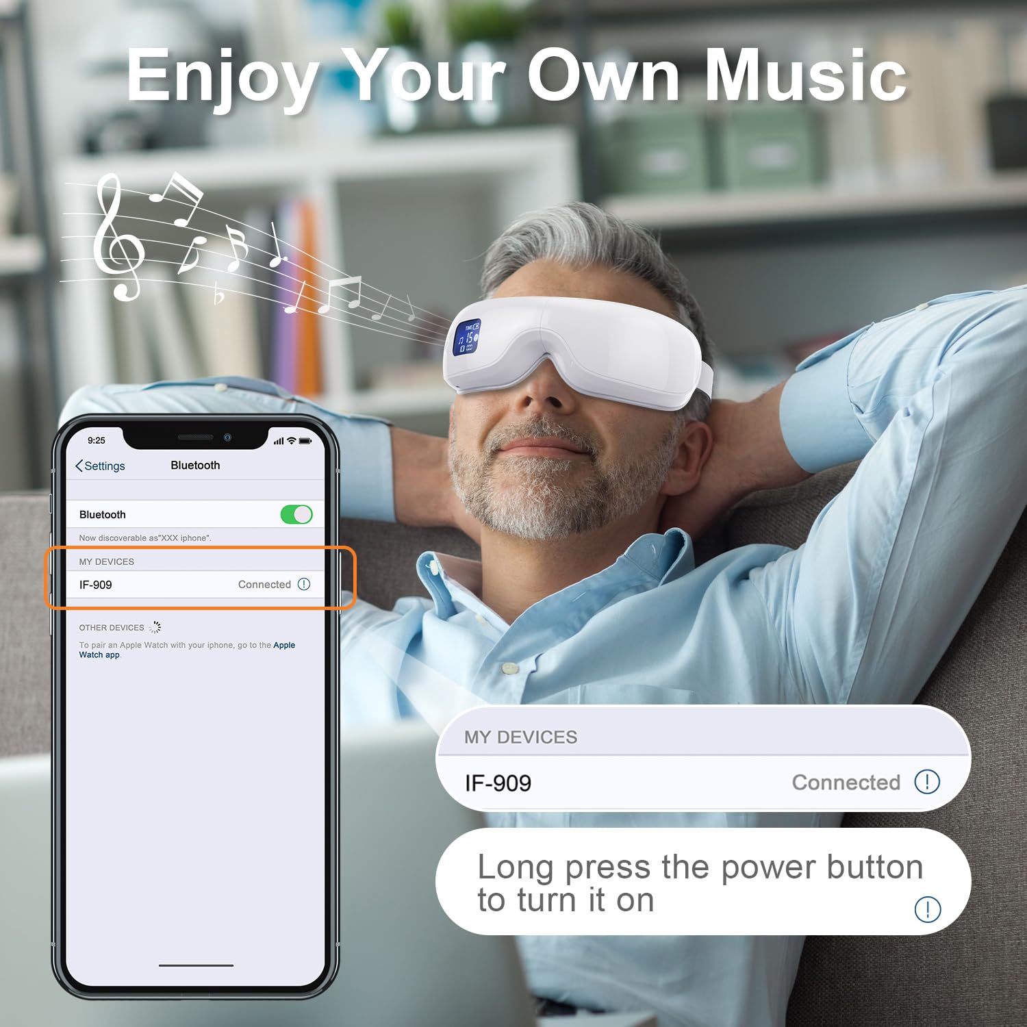 Eye Massager with Heat, Relaxing Eye Care Device with Soothing Heat & Music for Eye Strain Relief, Dark Circles, and Puffiness - Perfect Gift for Men and Women